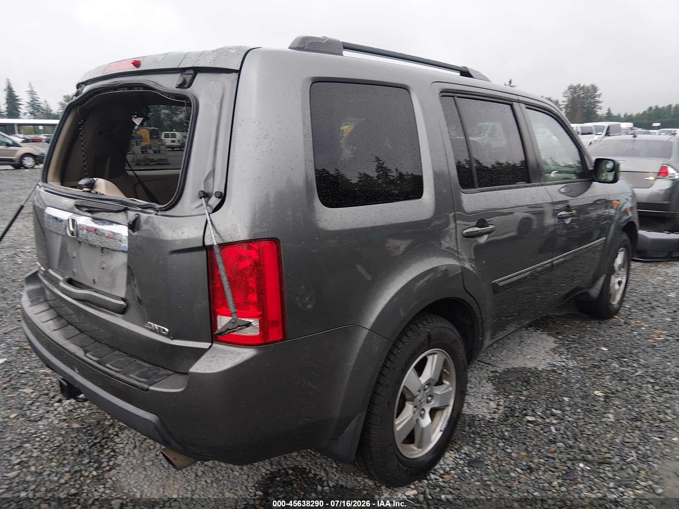 2009 Honda Pilot Ex-l Gray vin: 5FNYF48609B018546