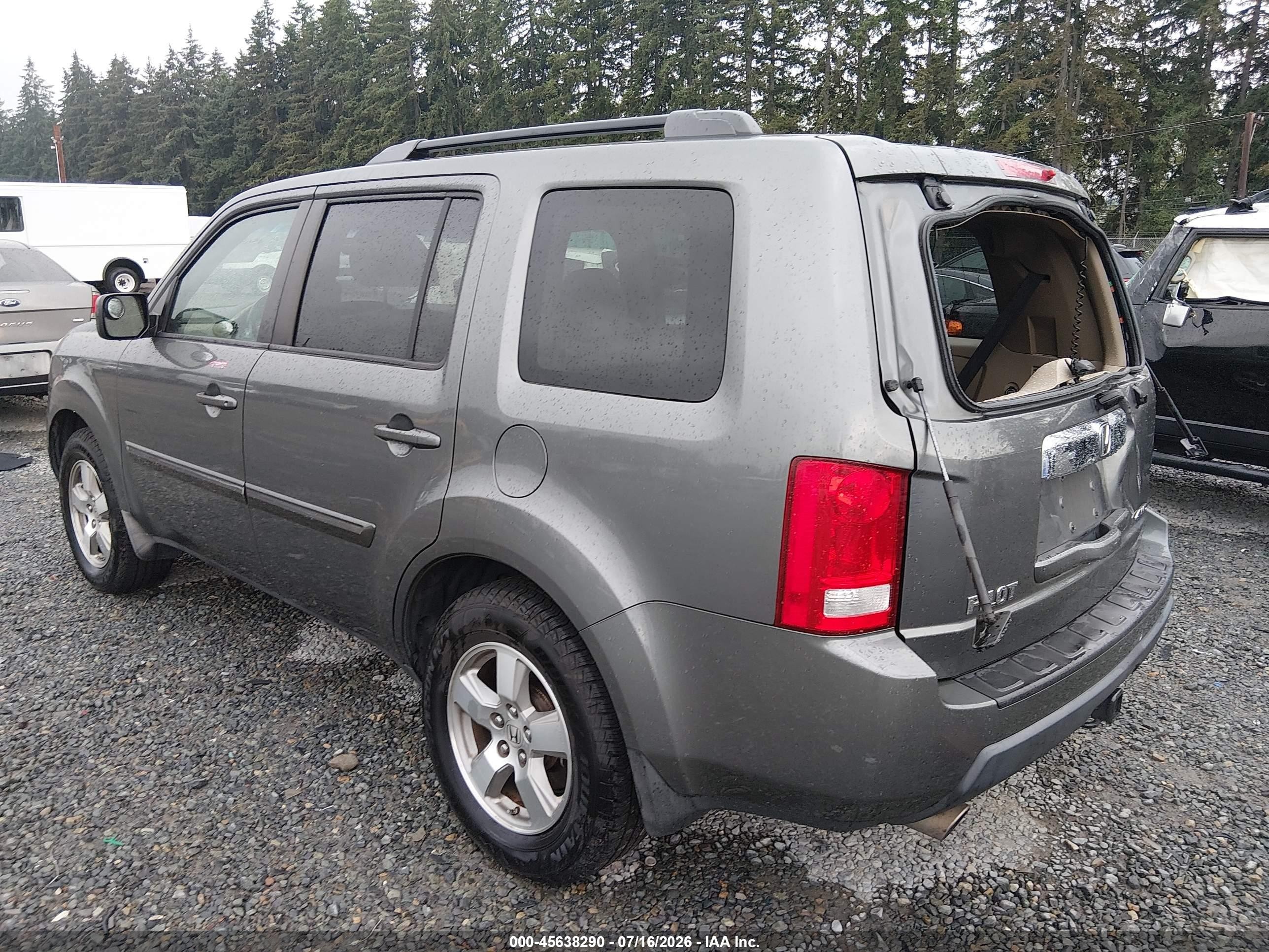 2009 Honda Pilot Ex-l Gray vin: 5FNYF48609B018546