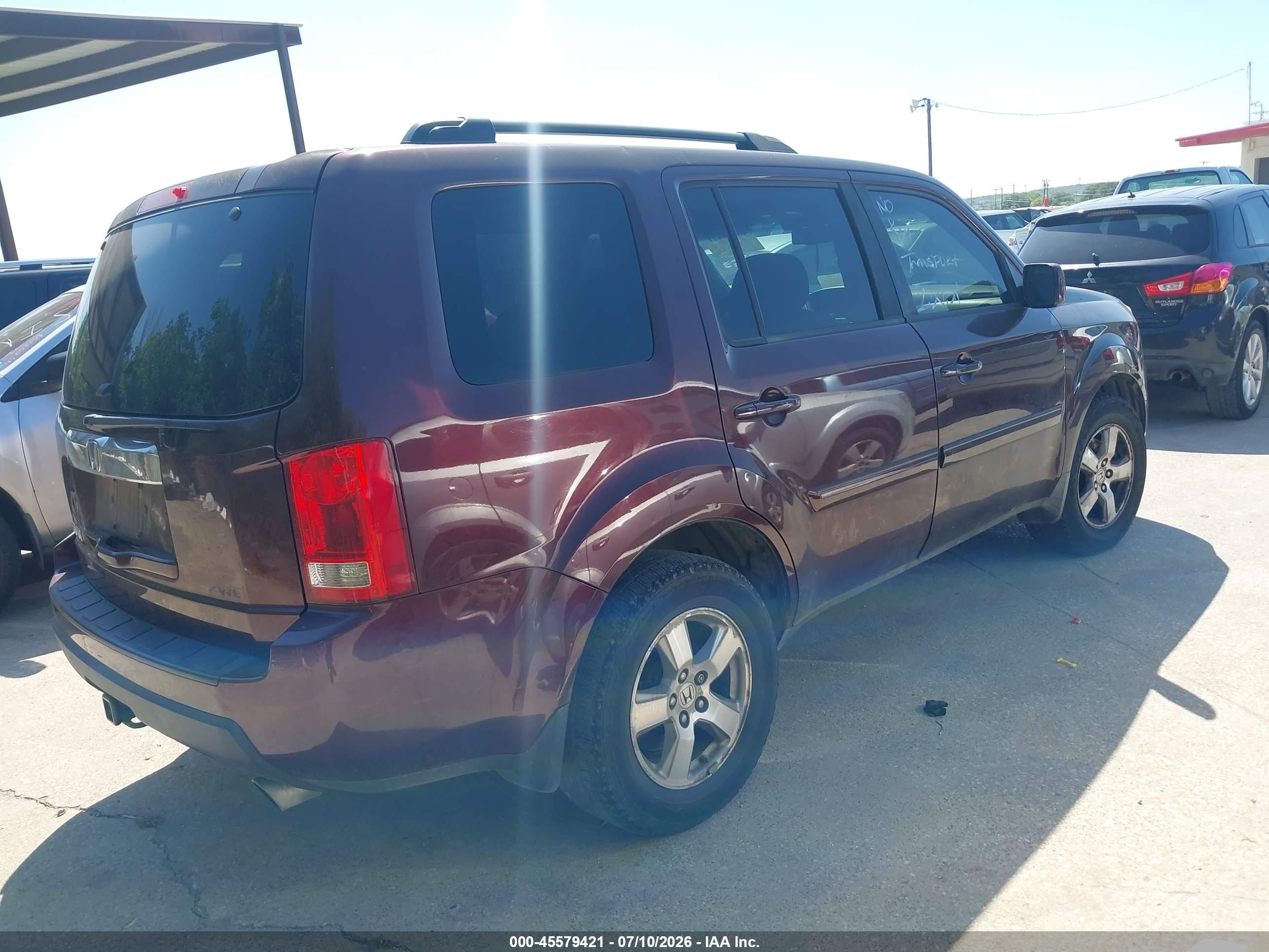 2009 Honda Pilot Ex-l Maroon vin: 5FNYF48659B035648