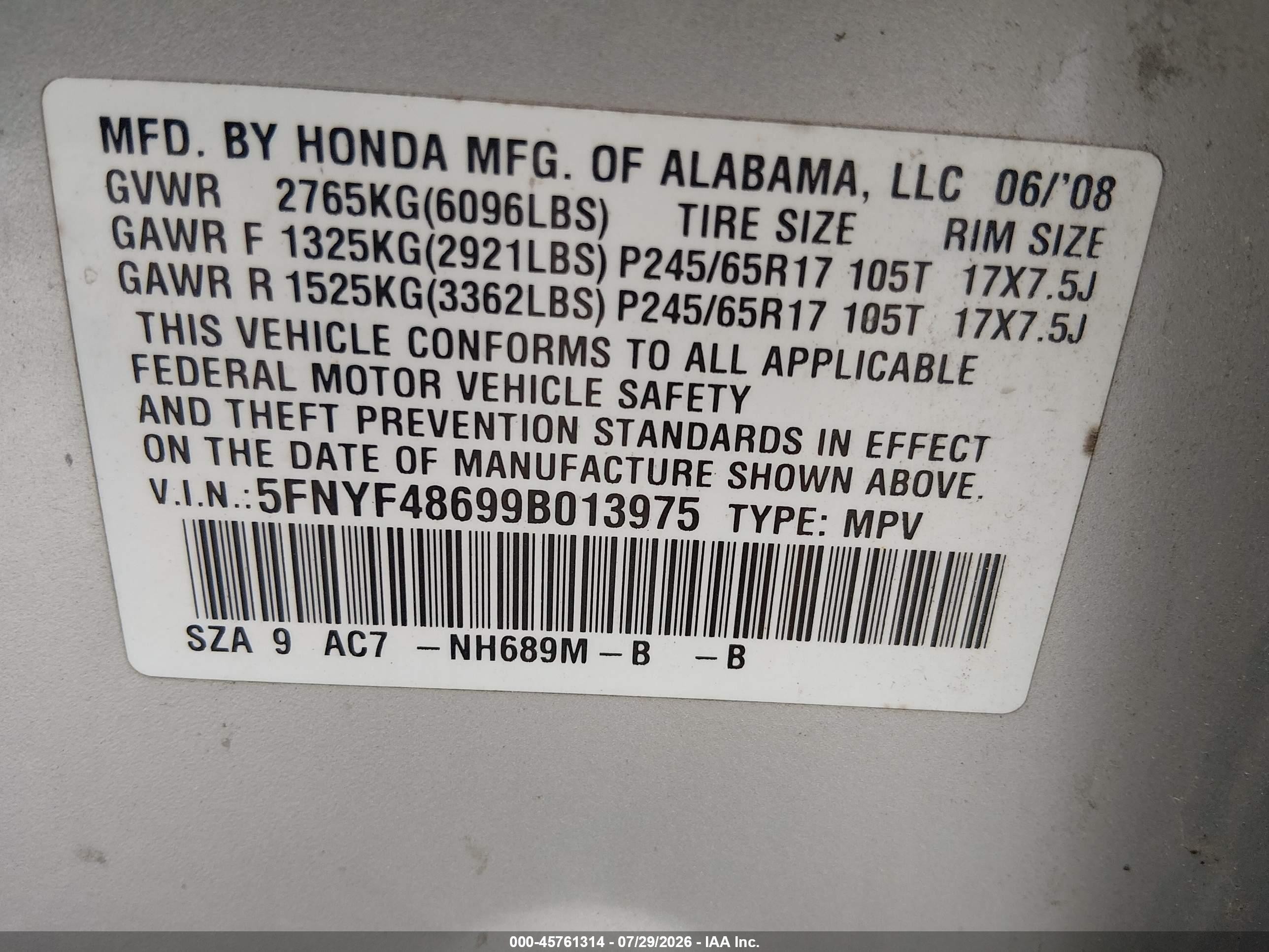 2009 Honda Pilot Ex-l Silver vin: 5FNYF48699B013975