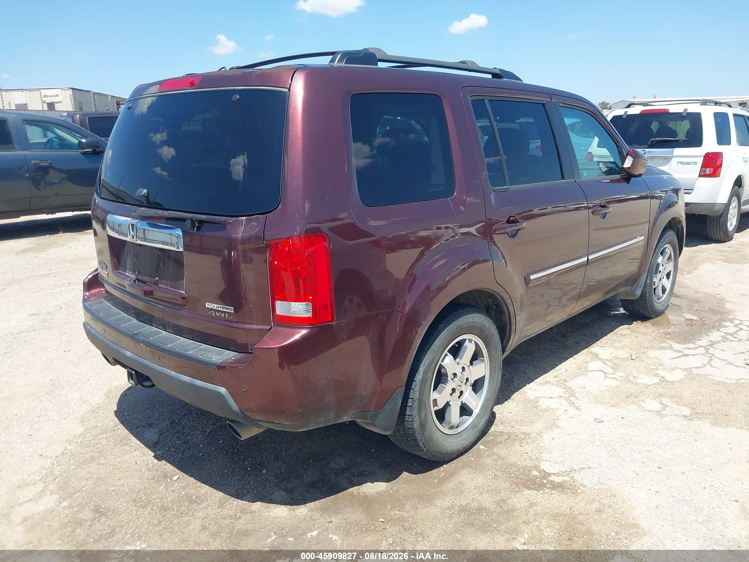 2009 Honda Pilot Touring Темно-бордовый vin: 5FNYF48919B053722