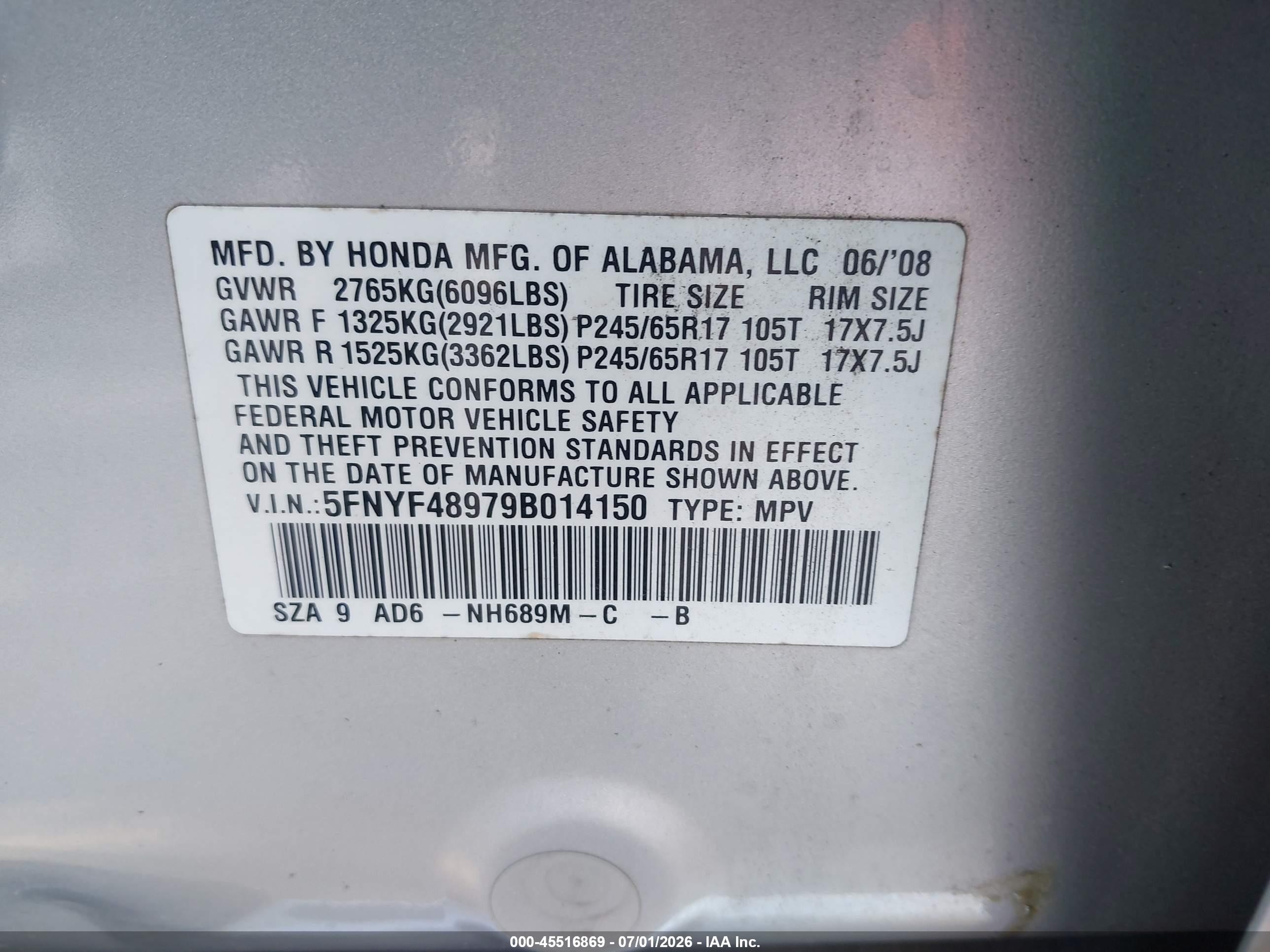 2009 Honda Pilot Touring Gray vin: 5FNYF48979B014150