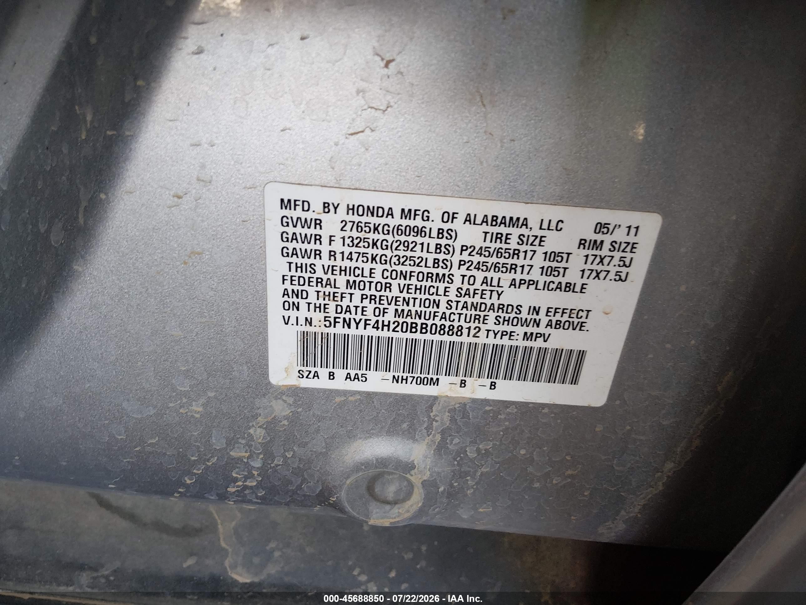 2011 Honda Pilot Lx Silver vin: 5FNYF4H20BB088812