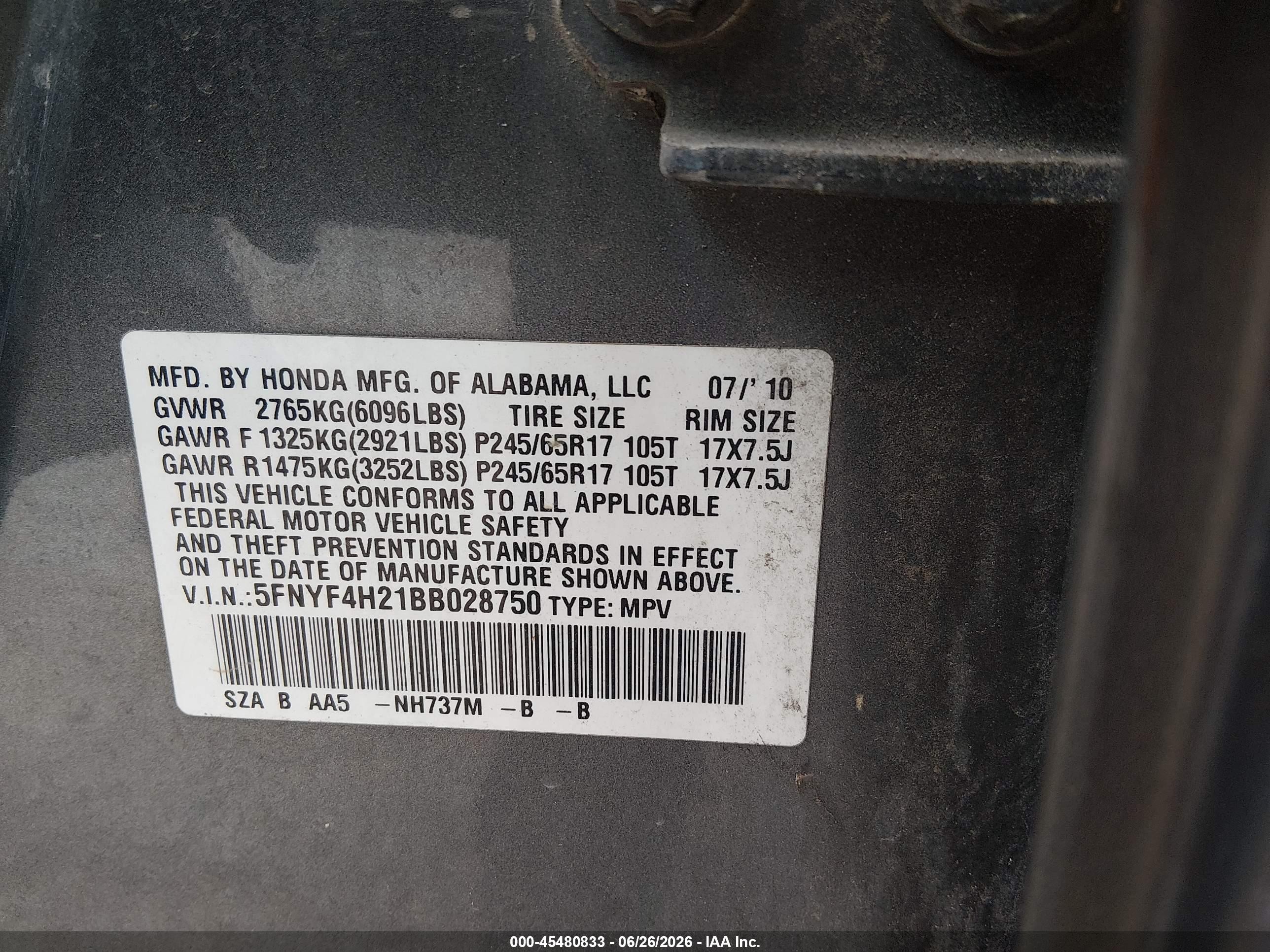 2011 Honda Pilot Lx Gray vin: 5FNYF4H21BB028750