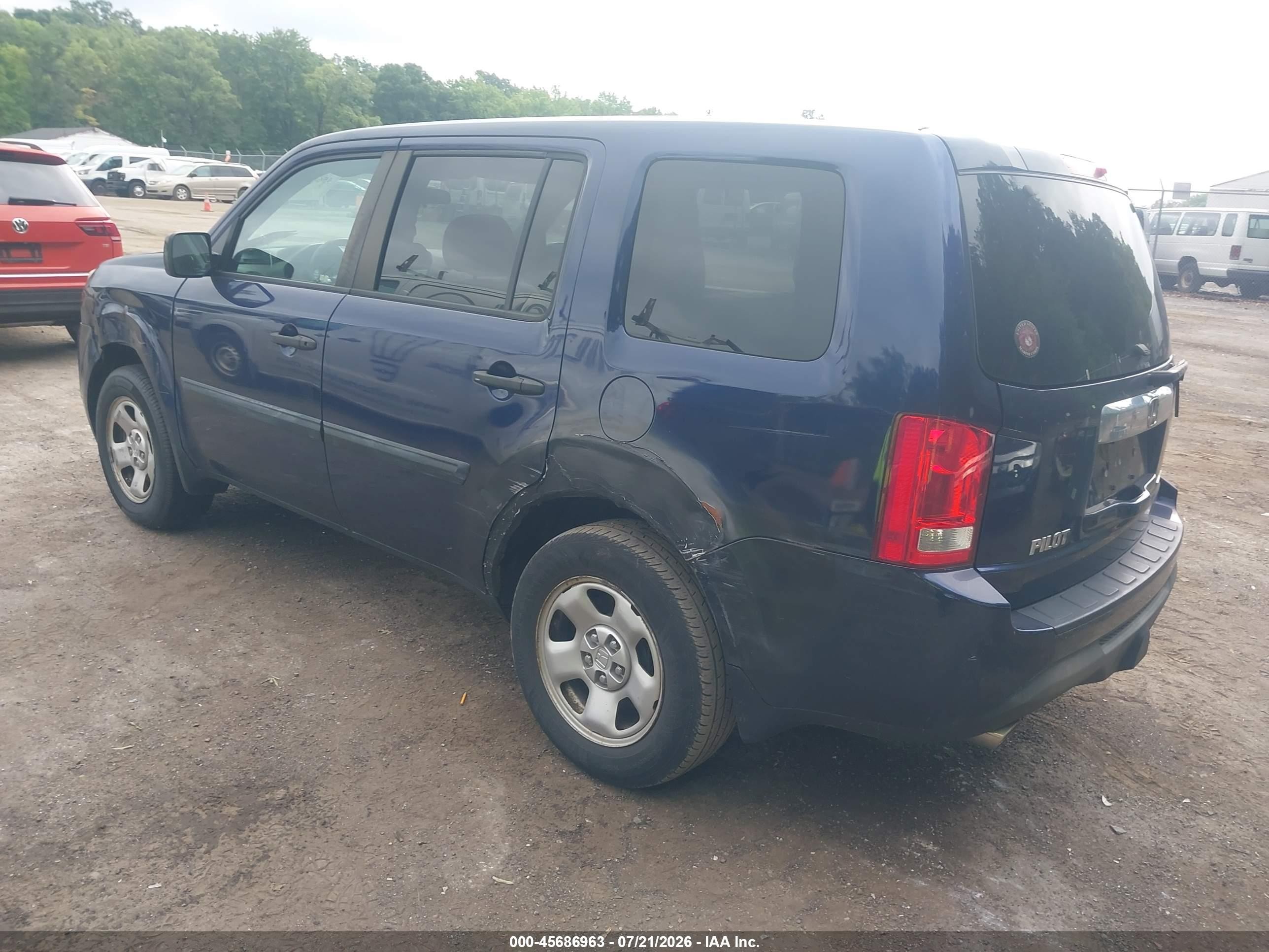 2013 Honda Pilot Lx Dark Blue vin: 5FNYF4H21DB006685