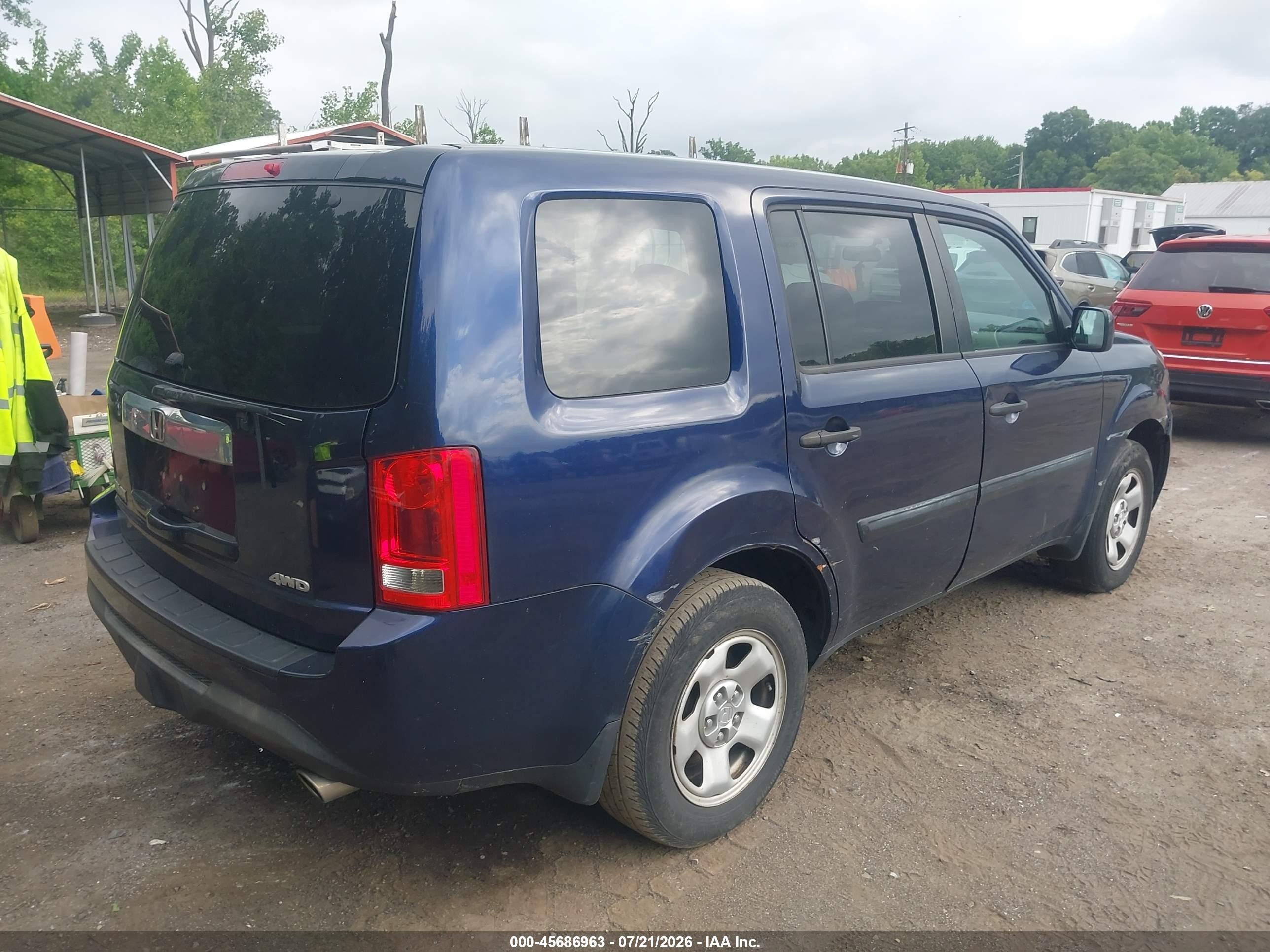 2013 Honda Pilot Lx Dark Blue vin: 5FNYF4H21DB006685