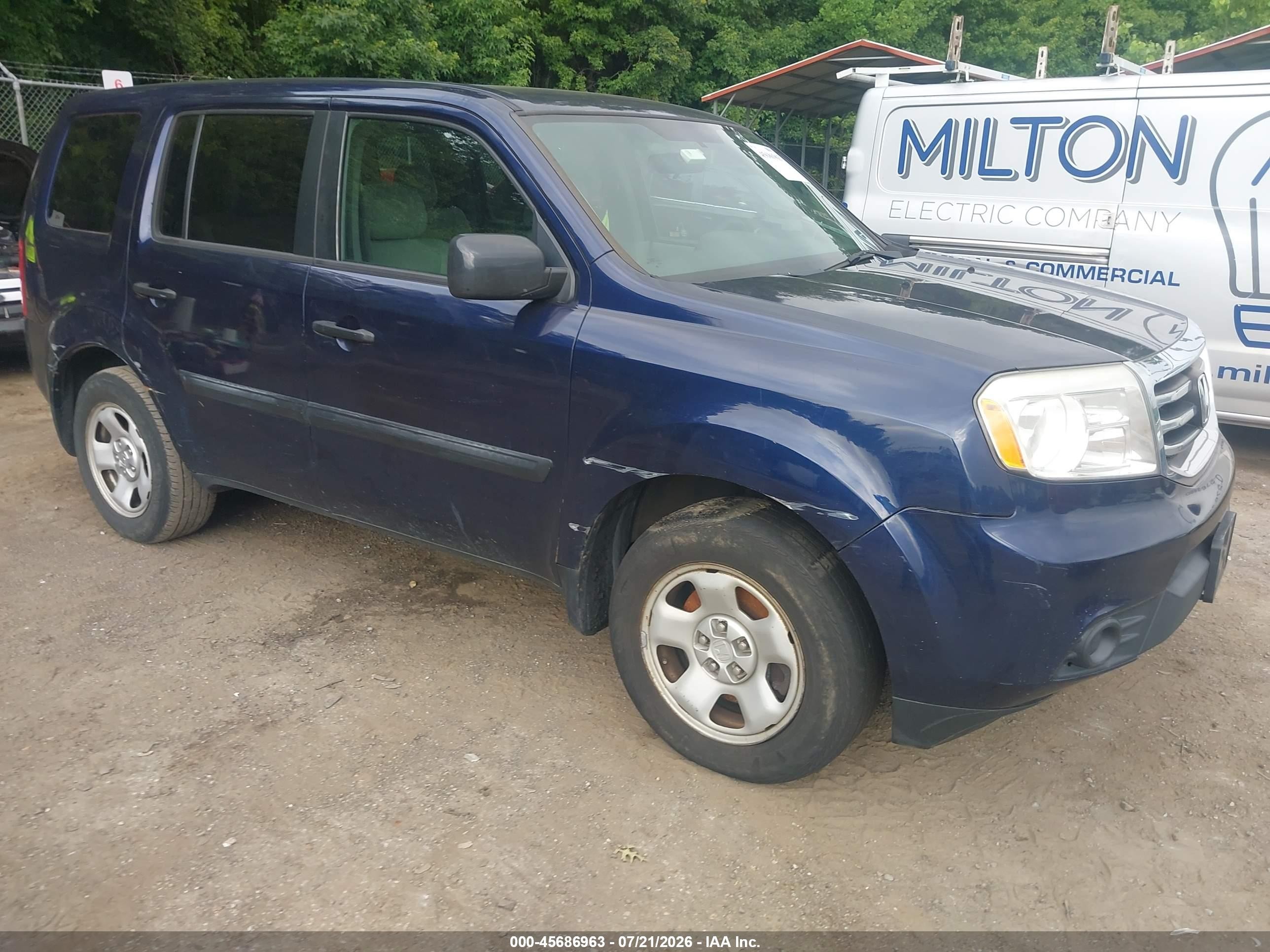 2013 Honda Pilot Lx Dark Blue vin: 5FNYF4H21DB006685