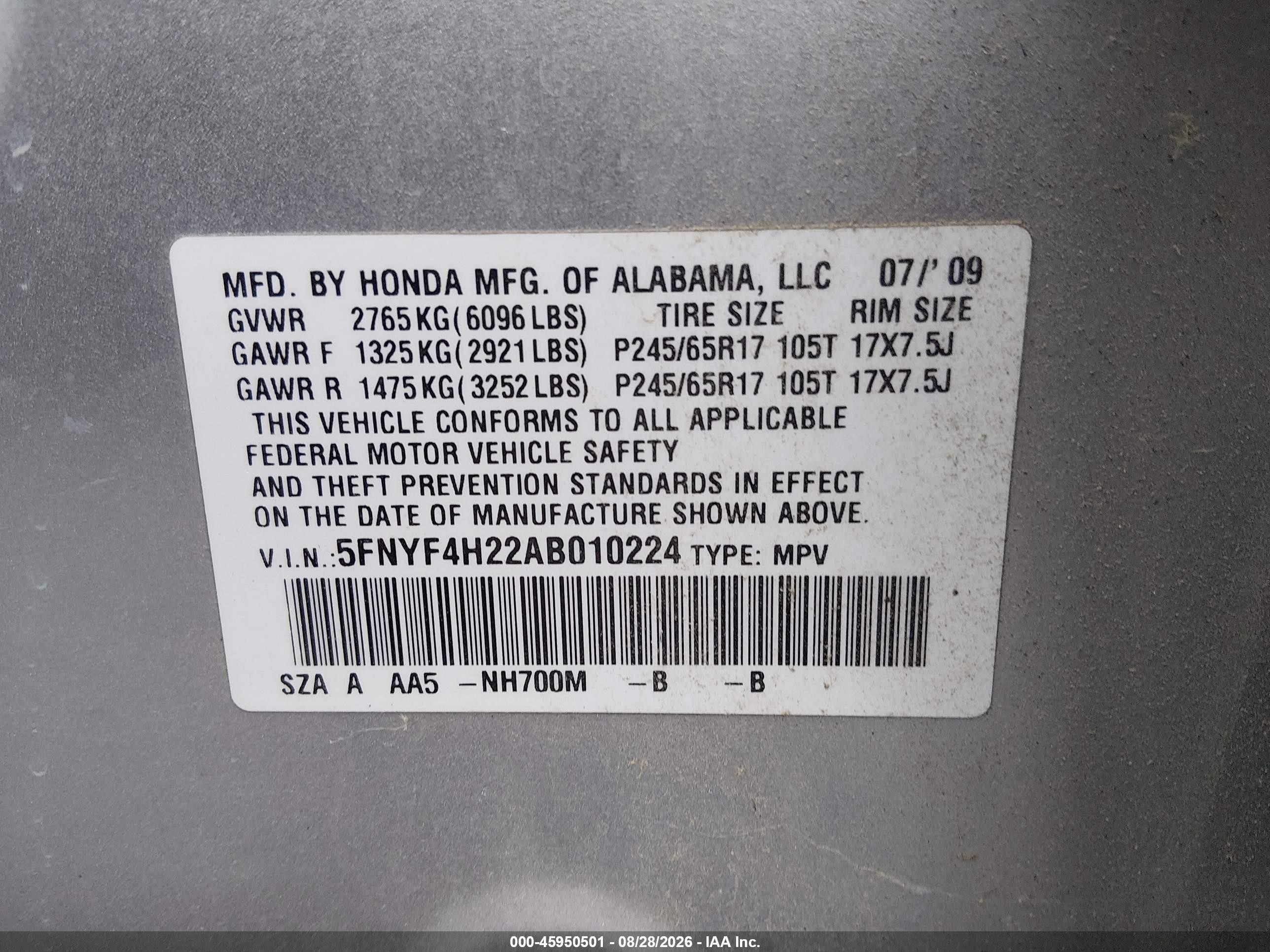 2010 Honda Pilot Lx Gray vin: 5FNYF4H22AB010224