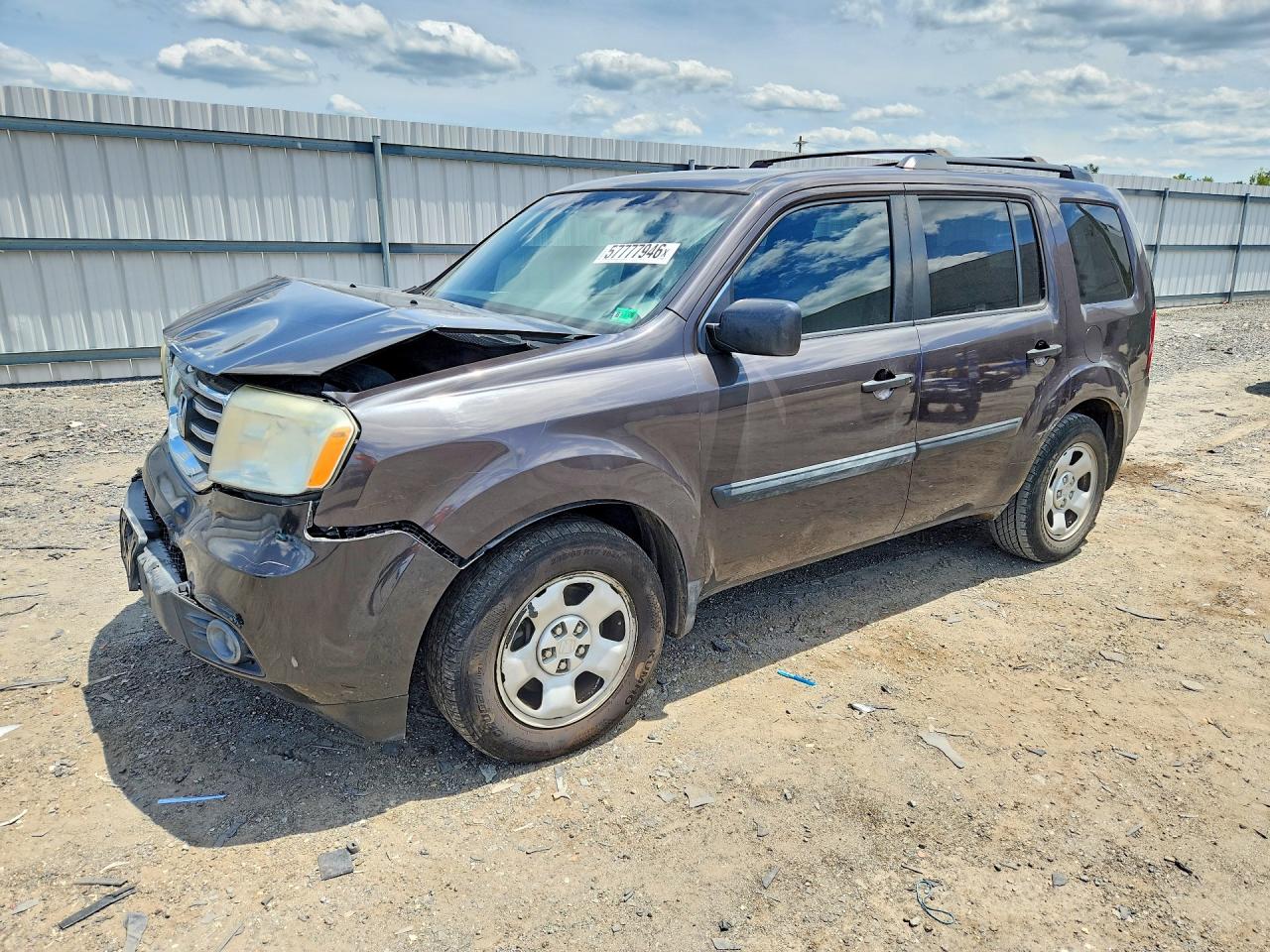 2012 Honda Pilot Lx Gray vin: 5FNYF4H22CB009836