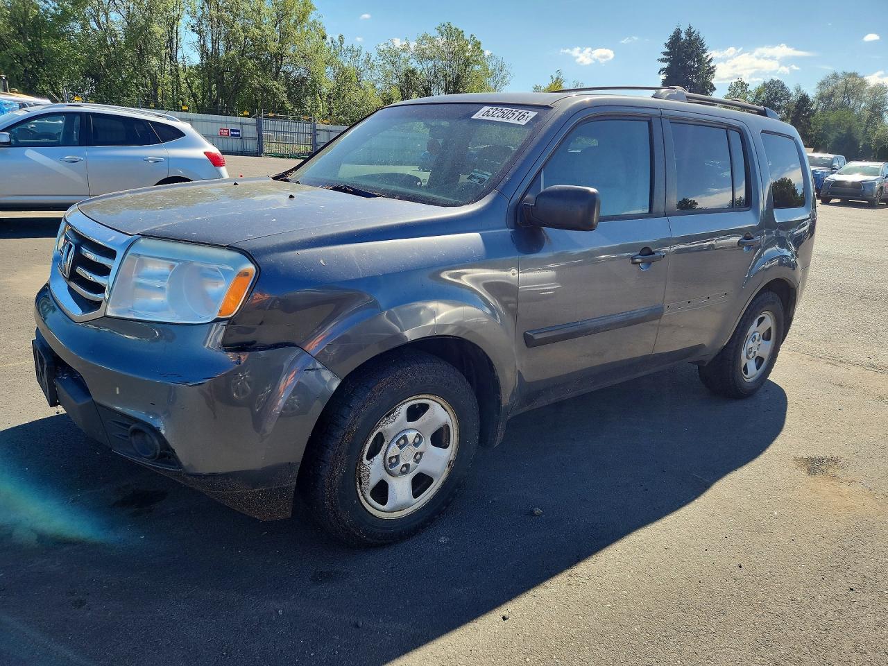 2013 Honda Pilot Lx Gray vin: 5FNYF4H22DB002452