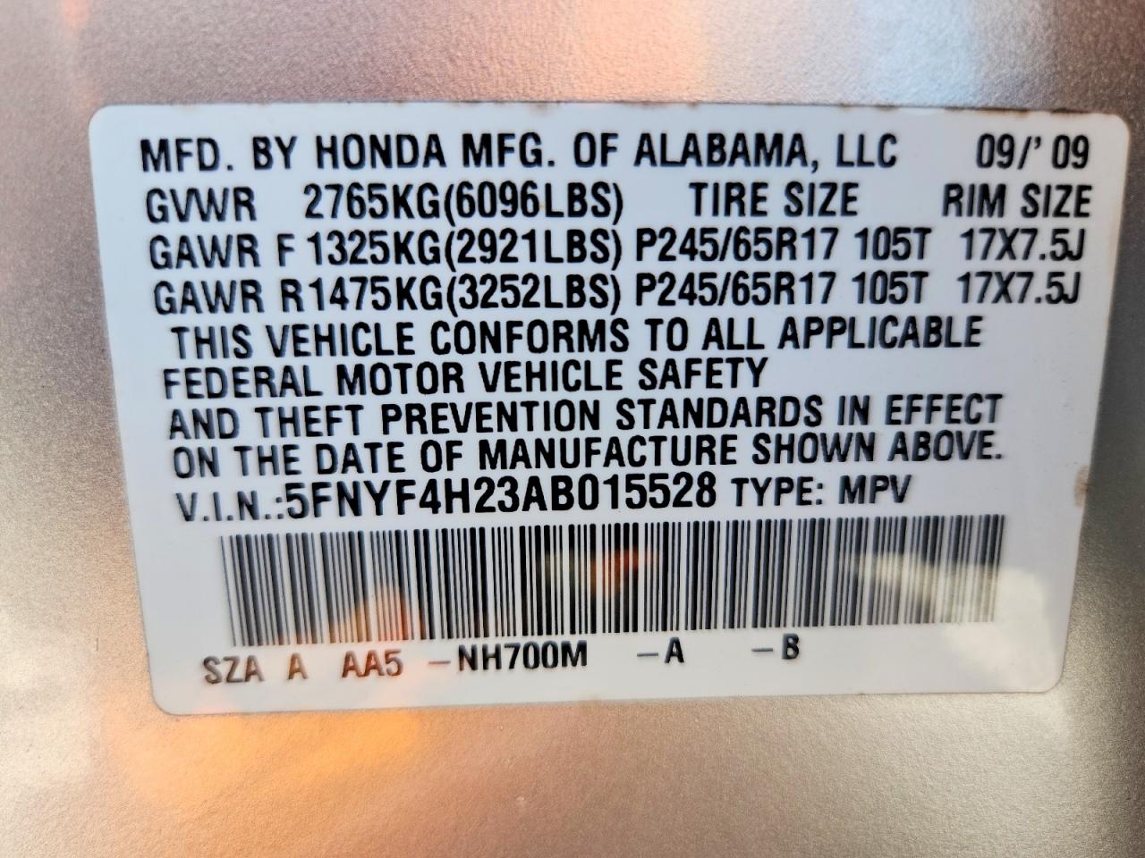 2010 Honda Pilot Lx Silver vin: 5FNYF4H23AB015528