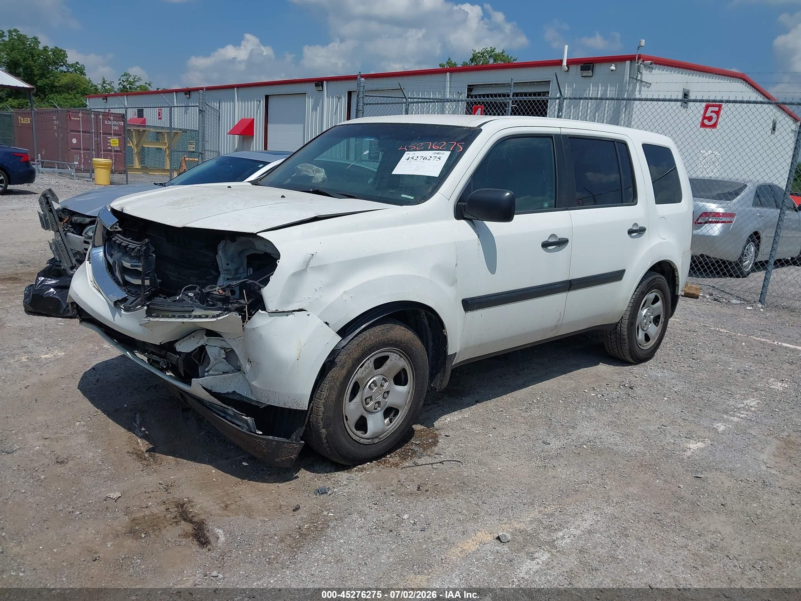 2012 Honda Pilot Lx White vin: 5FNYF4H24CB005206