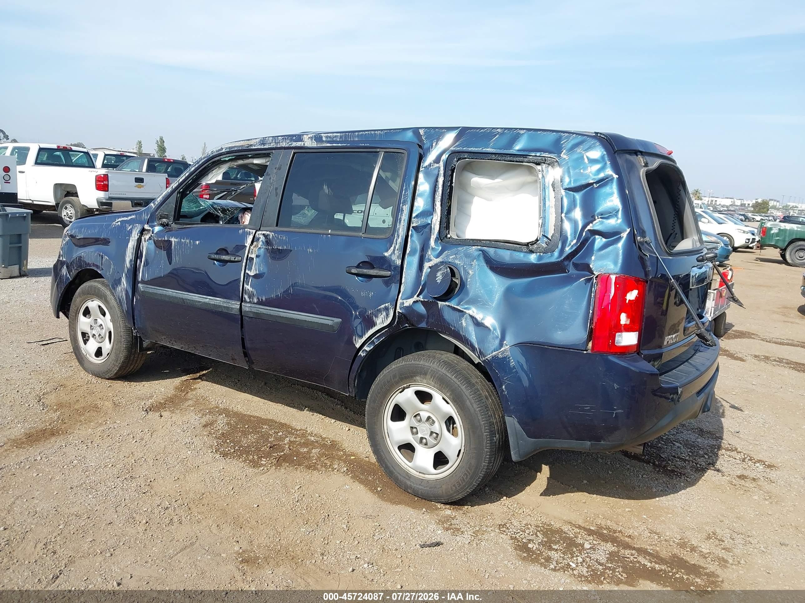 2012 Honda Pilot Lx Blue vin: 5FNYF4H25CB013458