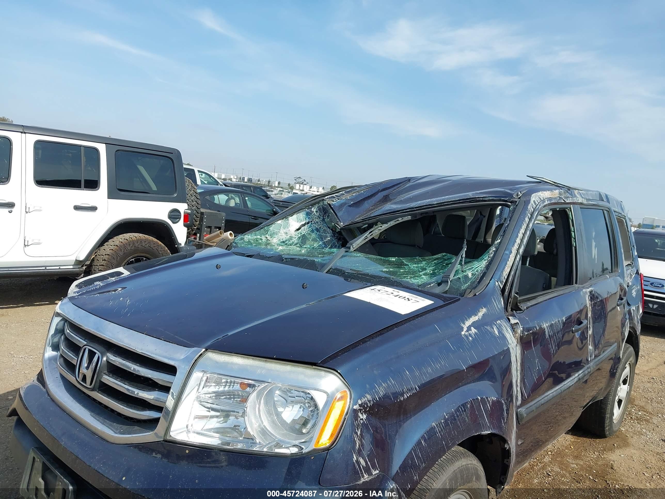 2012 Honda Pilot Lx Blue vin: 5FNYF4H25CB013458