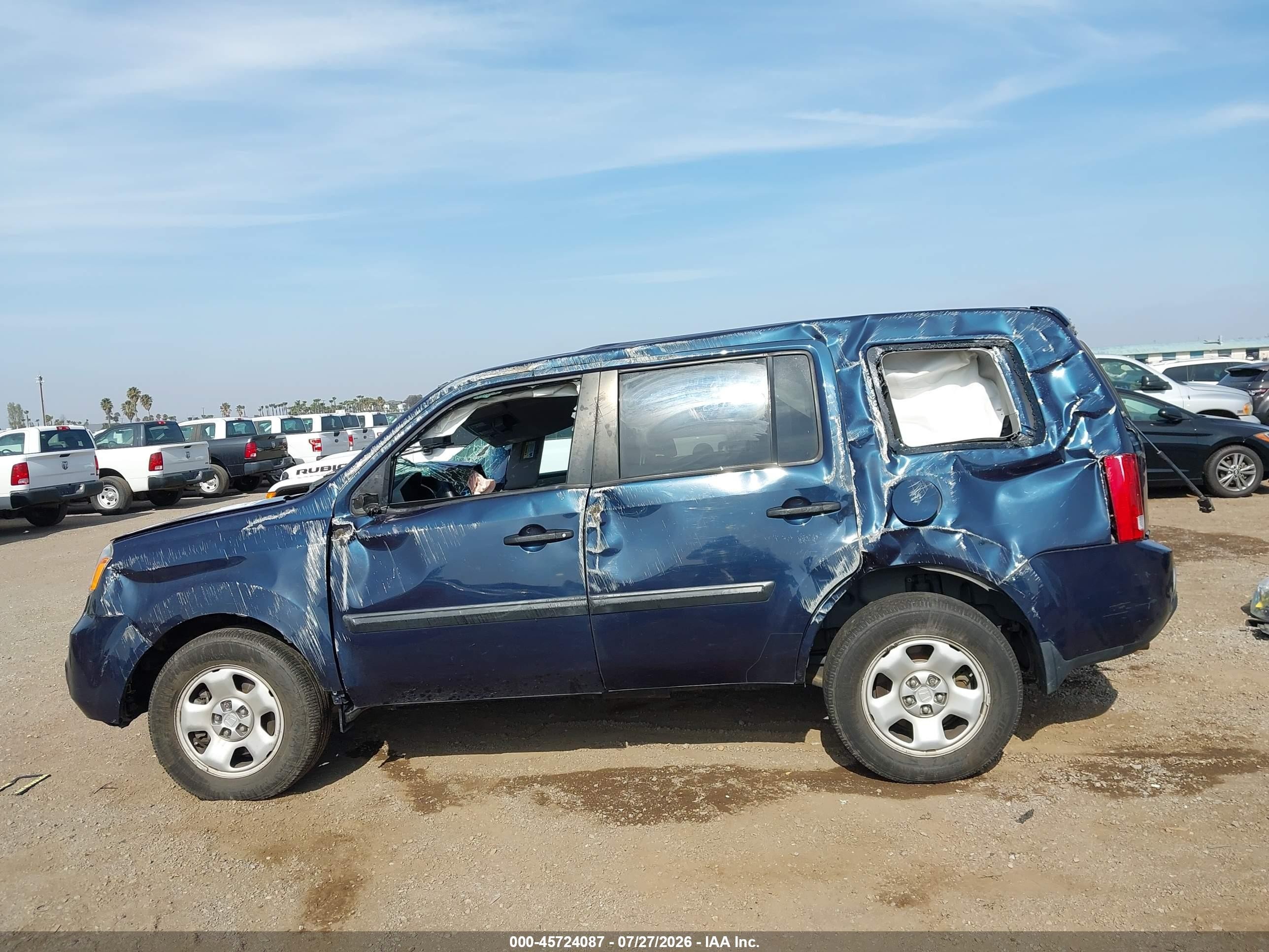2012 Honda Pilot Lx Blue vin: 5FNYF4H25CB013458