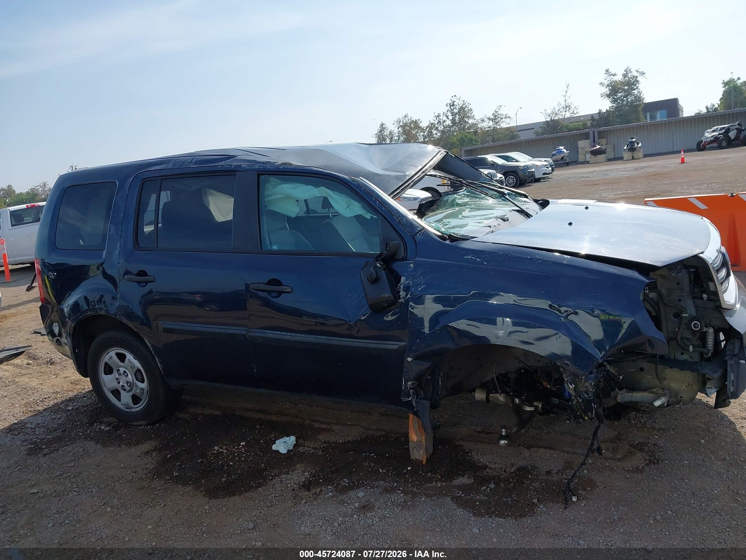 2012 Honda Pilot Lx Blue vin: 5FNYF4H25CB013458