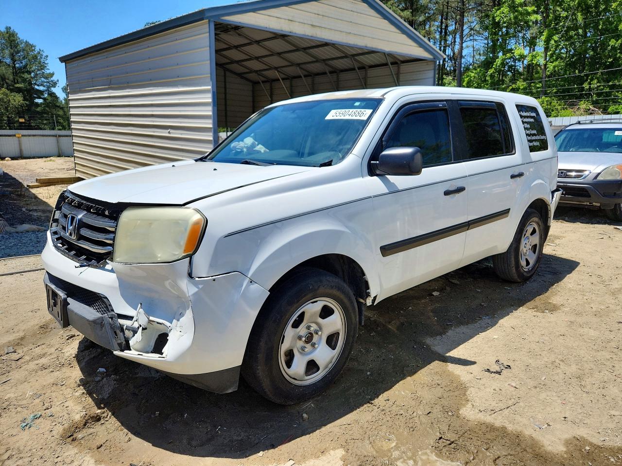 2013 Honda Pilot Lx White vin: 5FNYF4H25DB035218