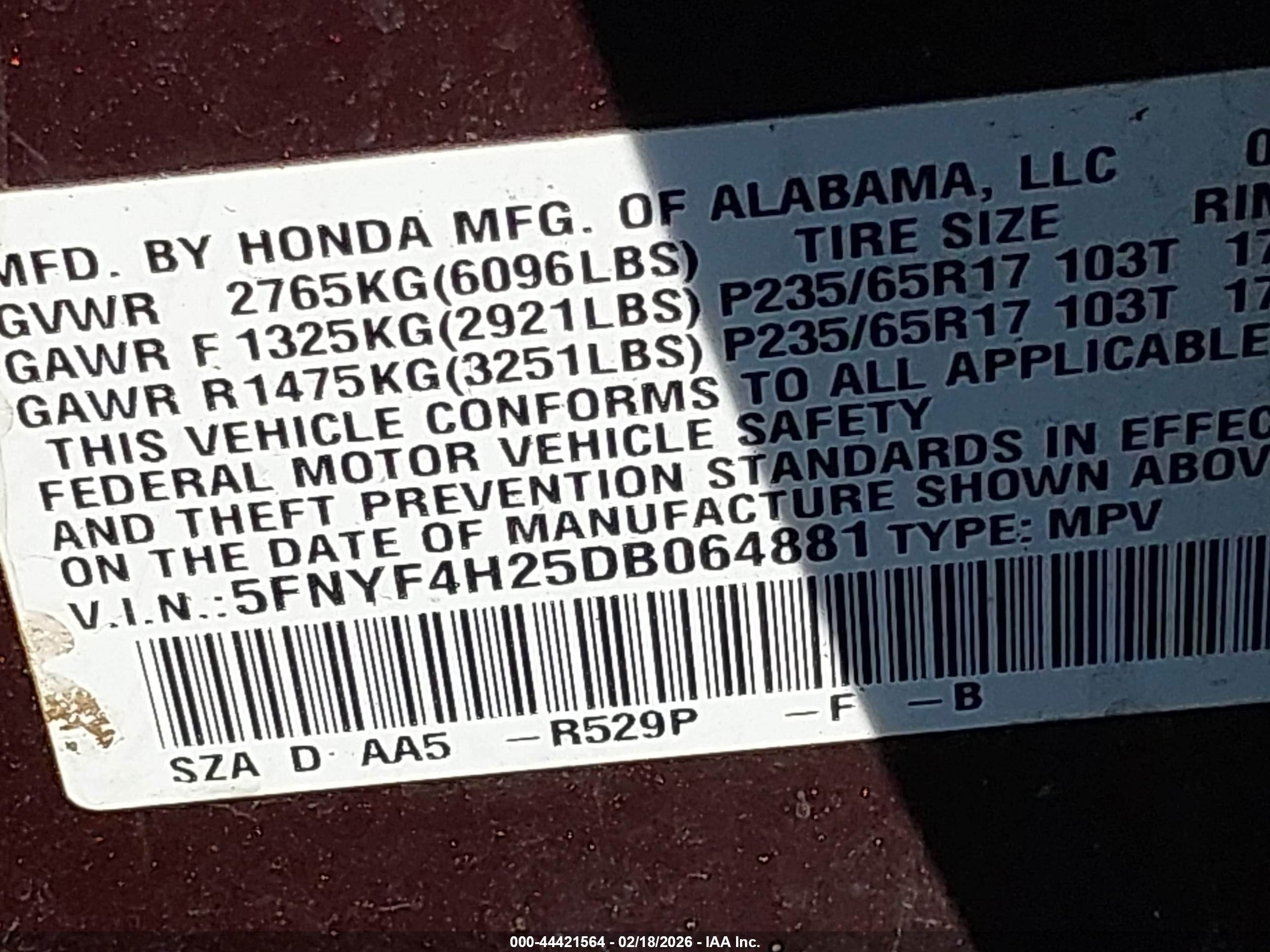 2013 Honda Pilot Lx Maroon vin: 5FNYF4H25DB064881