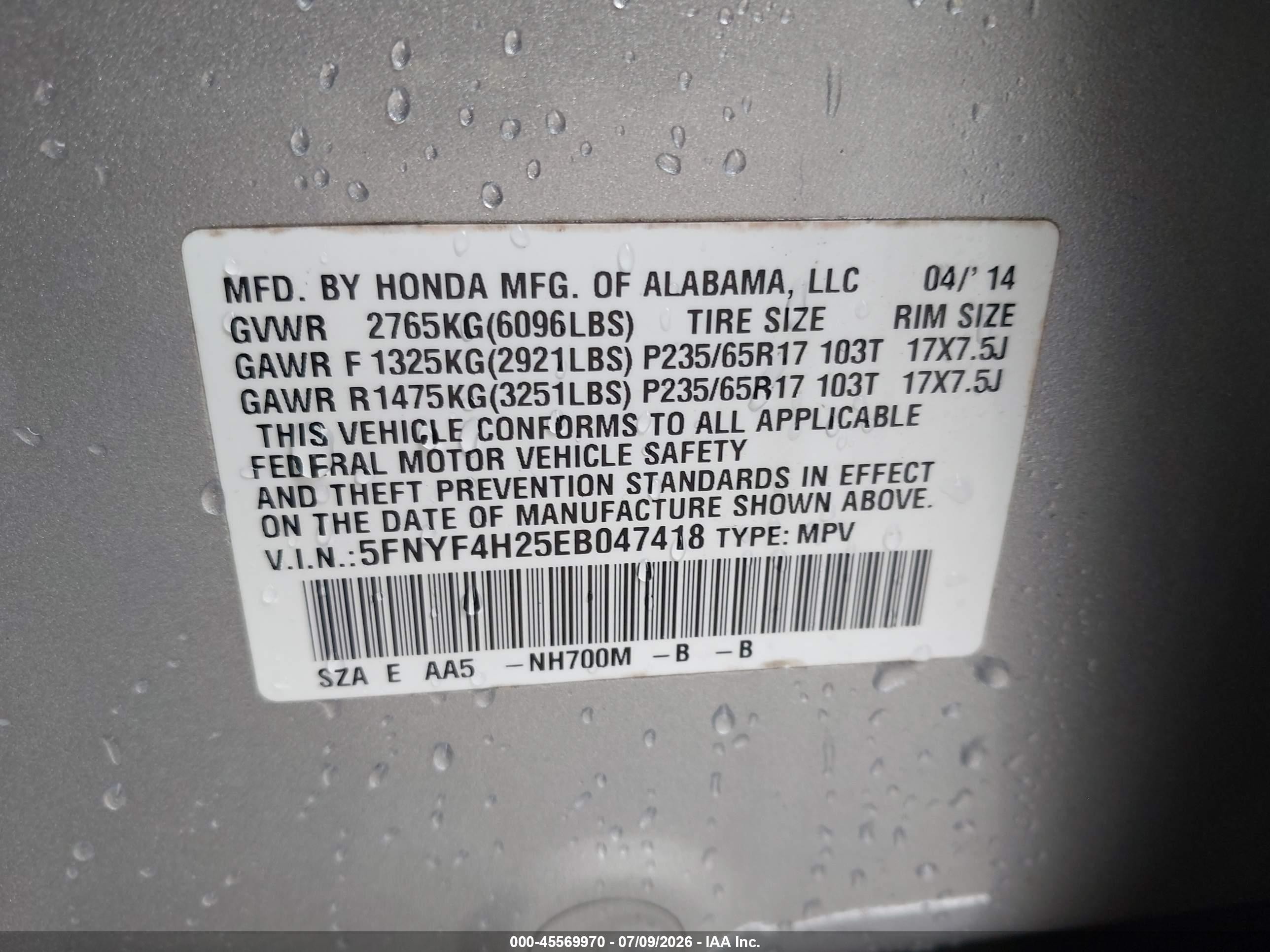 2014 Honda Pilot Lx Silver vin: 5FNYF4H25EB047418