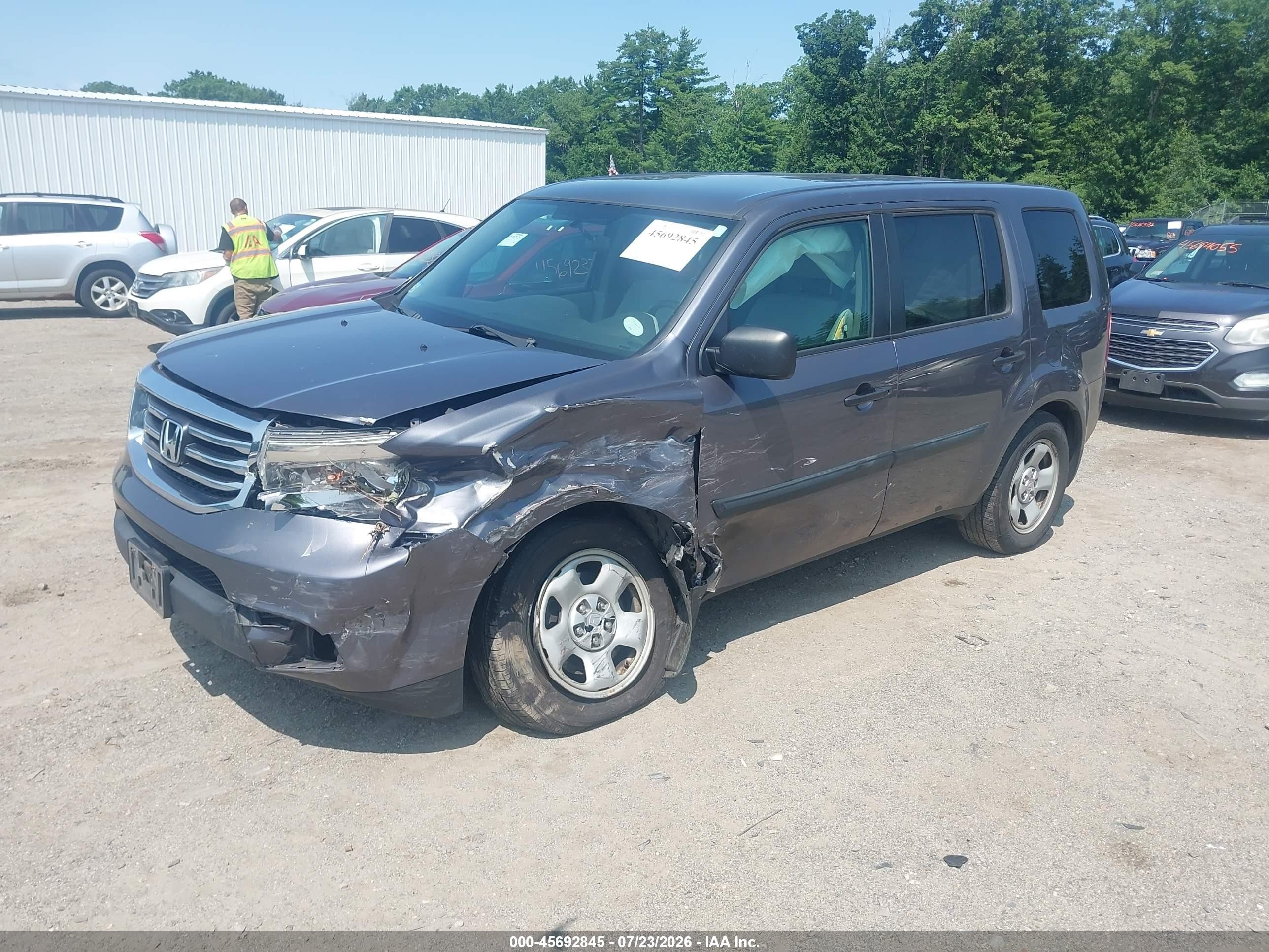 2015 Honda Pilot Lx Gray vin: 5FNYF4H25FB067735