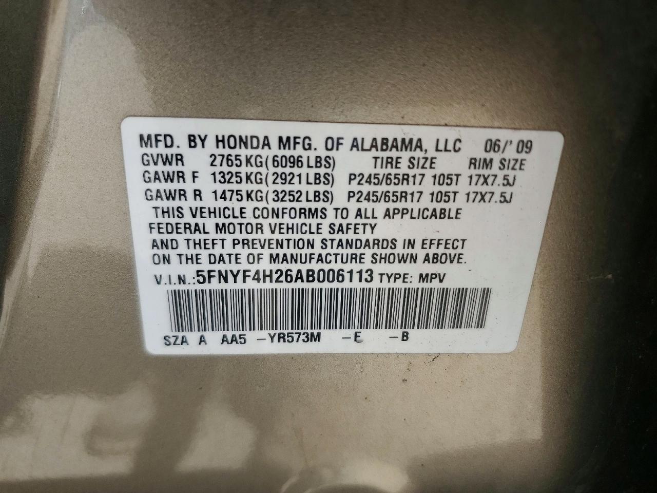 2010 Honda Pilot Lx Золотой vin: 5FNYF4H26AB006113