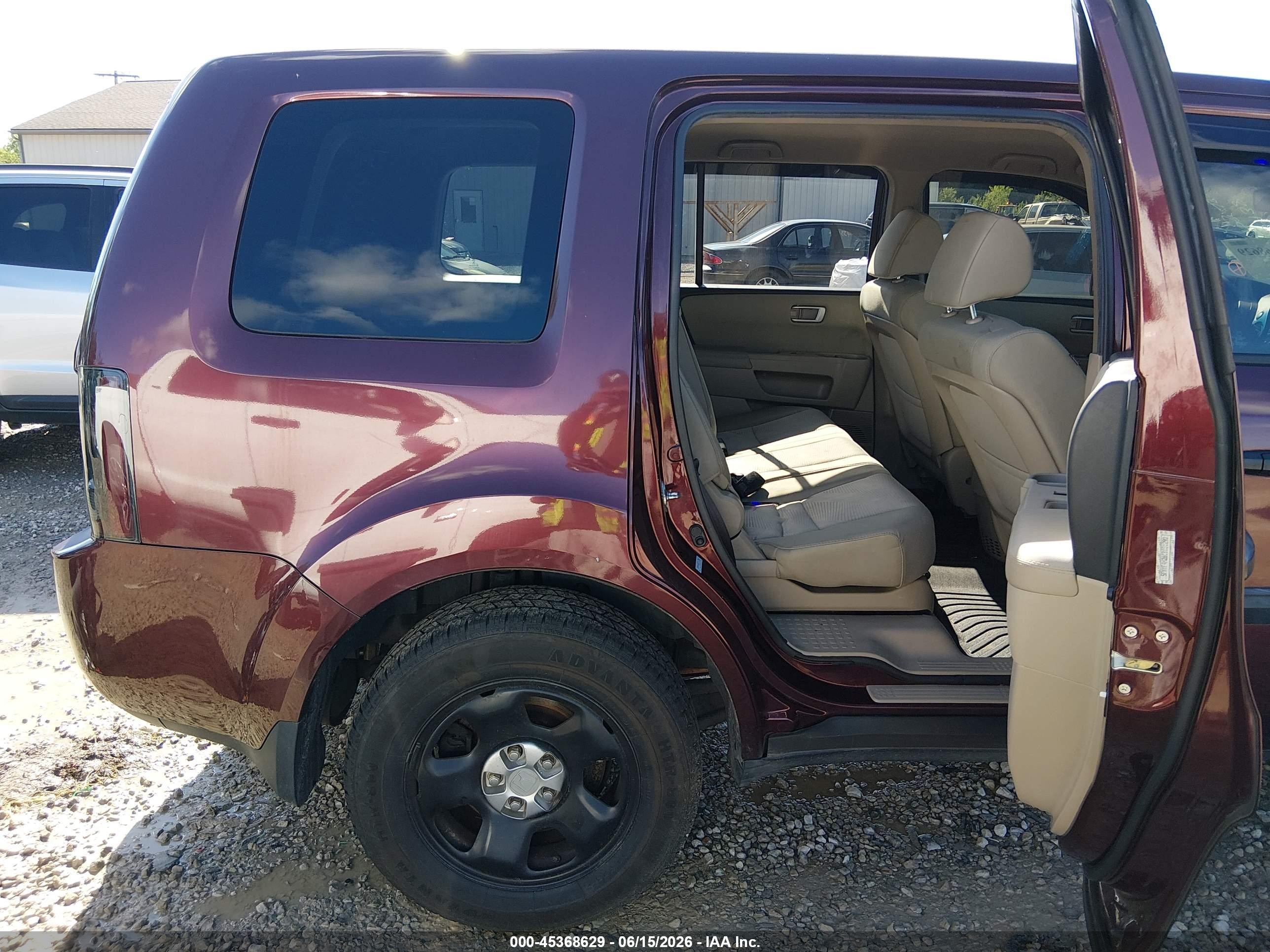 2012 Honda Pilot Lx Бордовый vin: 5FNYF4H26CB031290