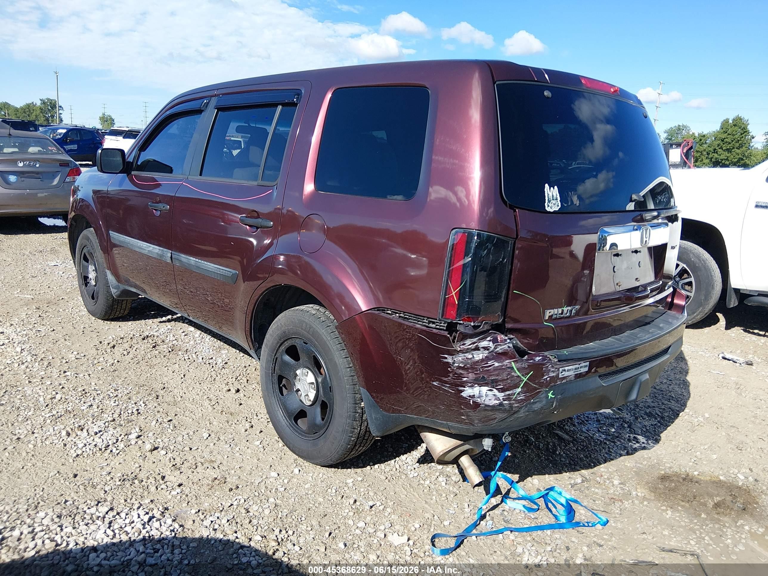 2012 Honda Pilot Lx Бордовый vin: 5FNYF4H26CB031290
