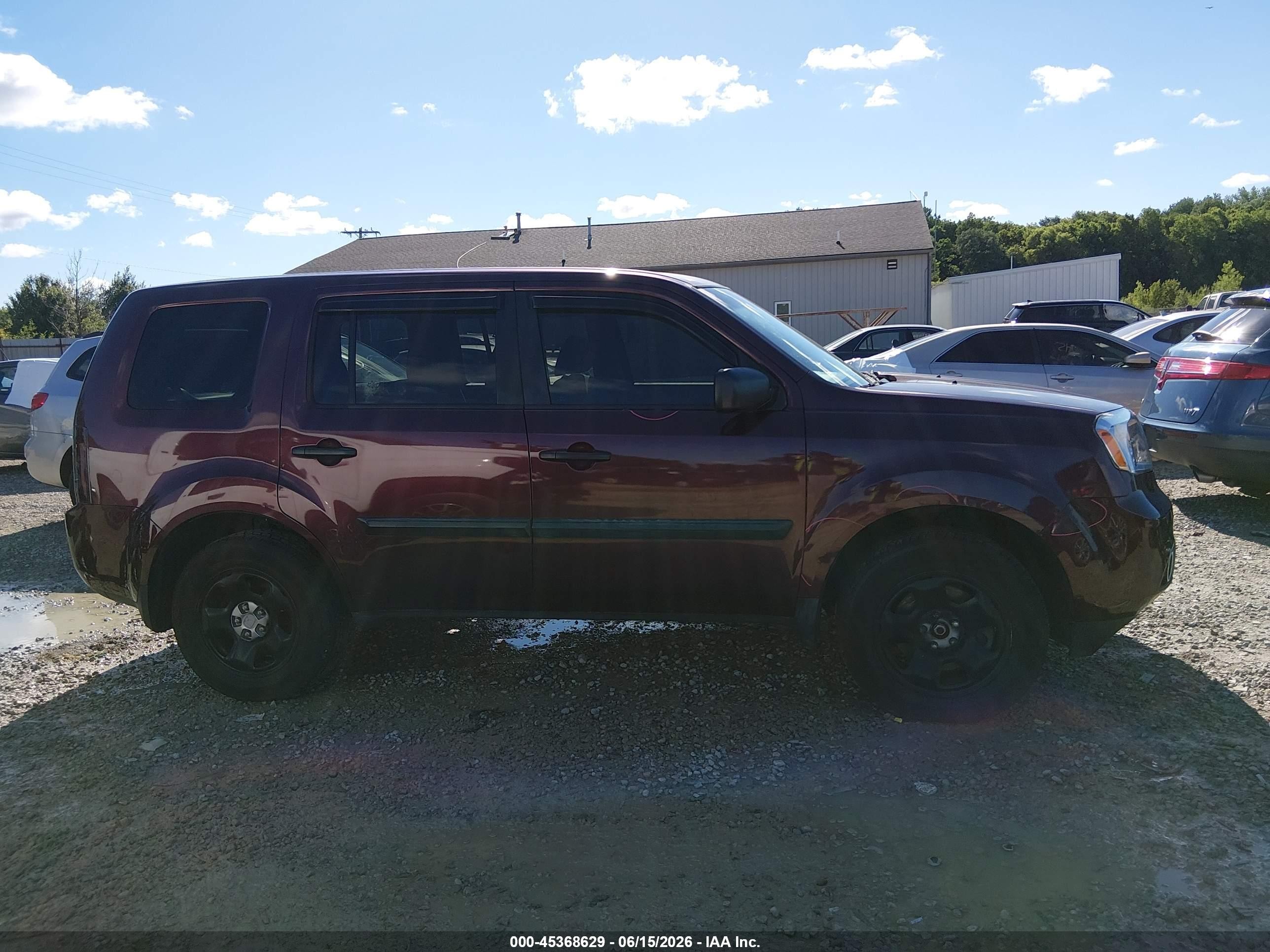 2012 Honda Pilot Lx Бордовый vin: 5FNYF4H26CB031290