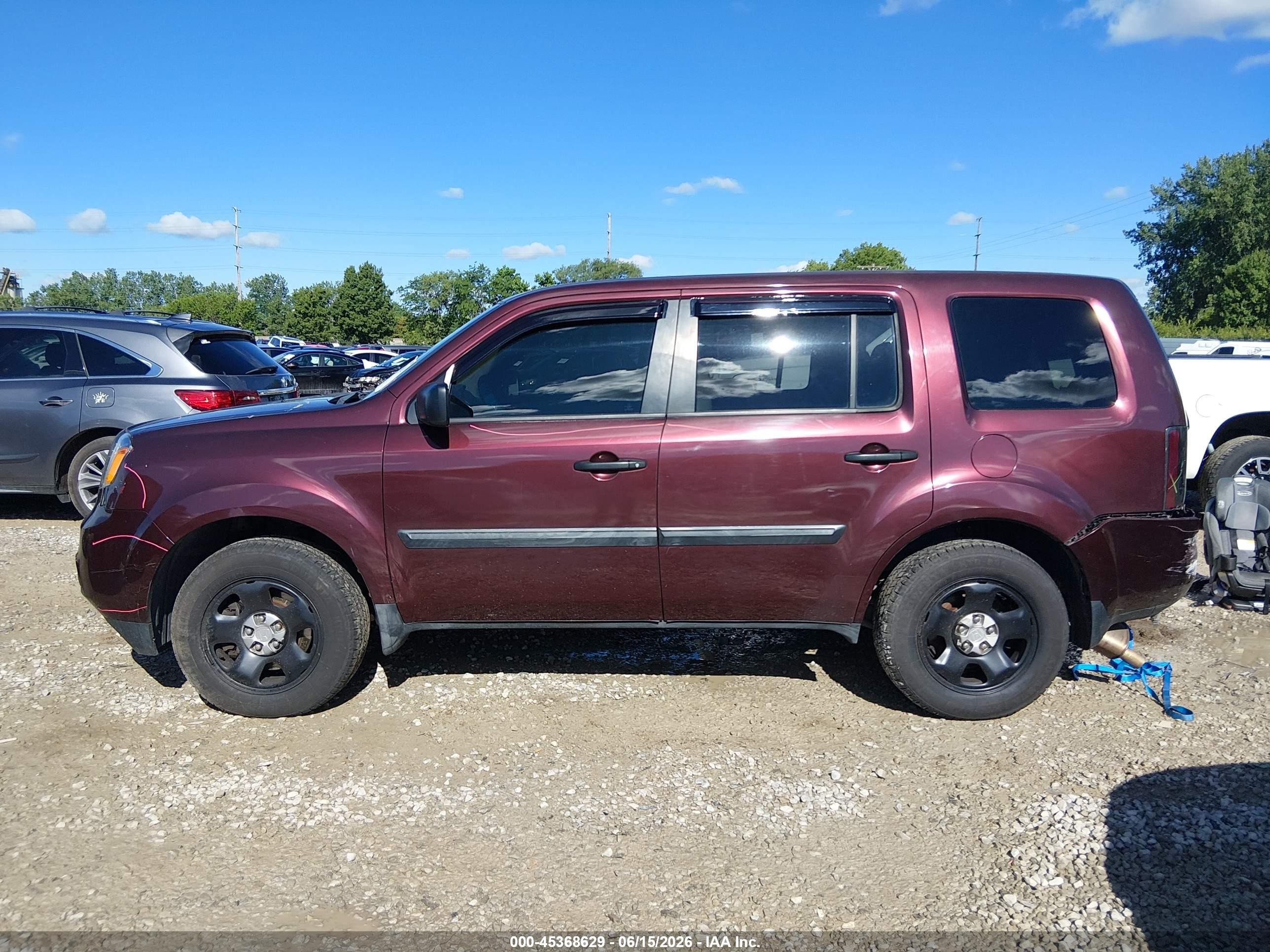 2012 Honda Pilot Lx Бордовый vin: 5FNYF4H26CB031290