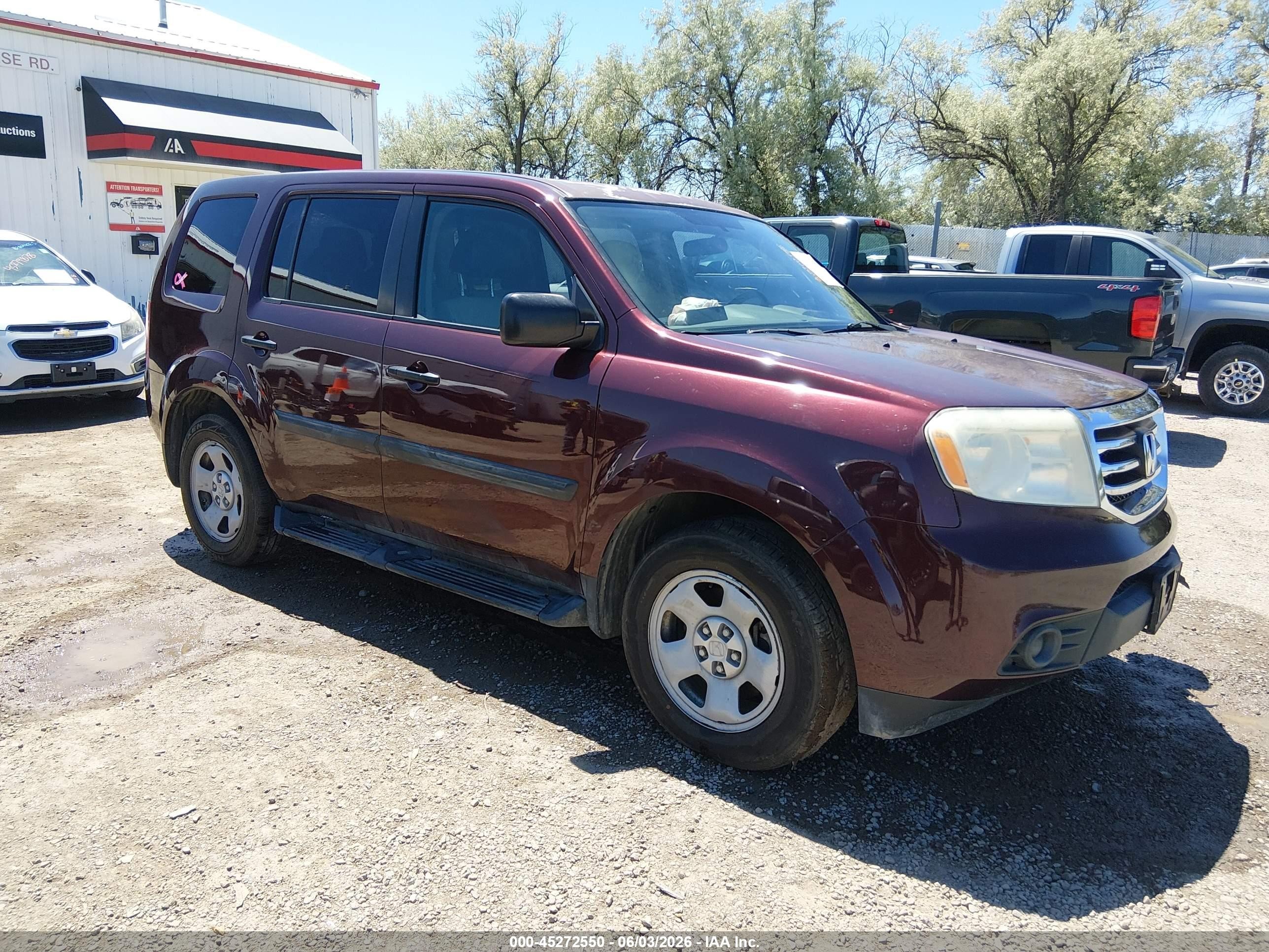 2014 Honda Pilot Lx Темно-бордовый vin: 5FNYF4H26EB047055