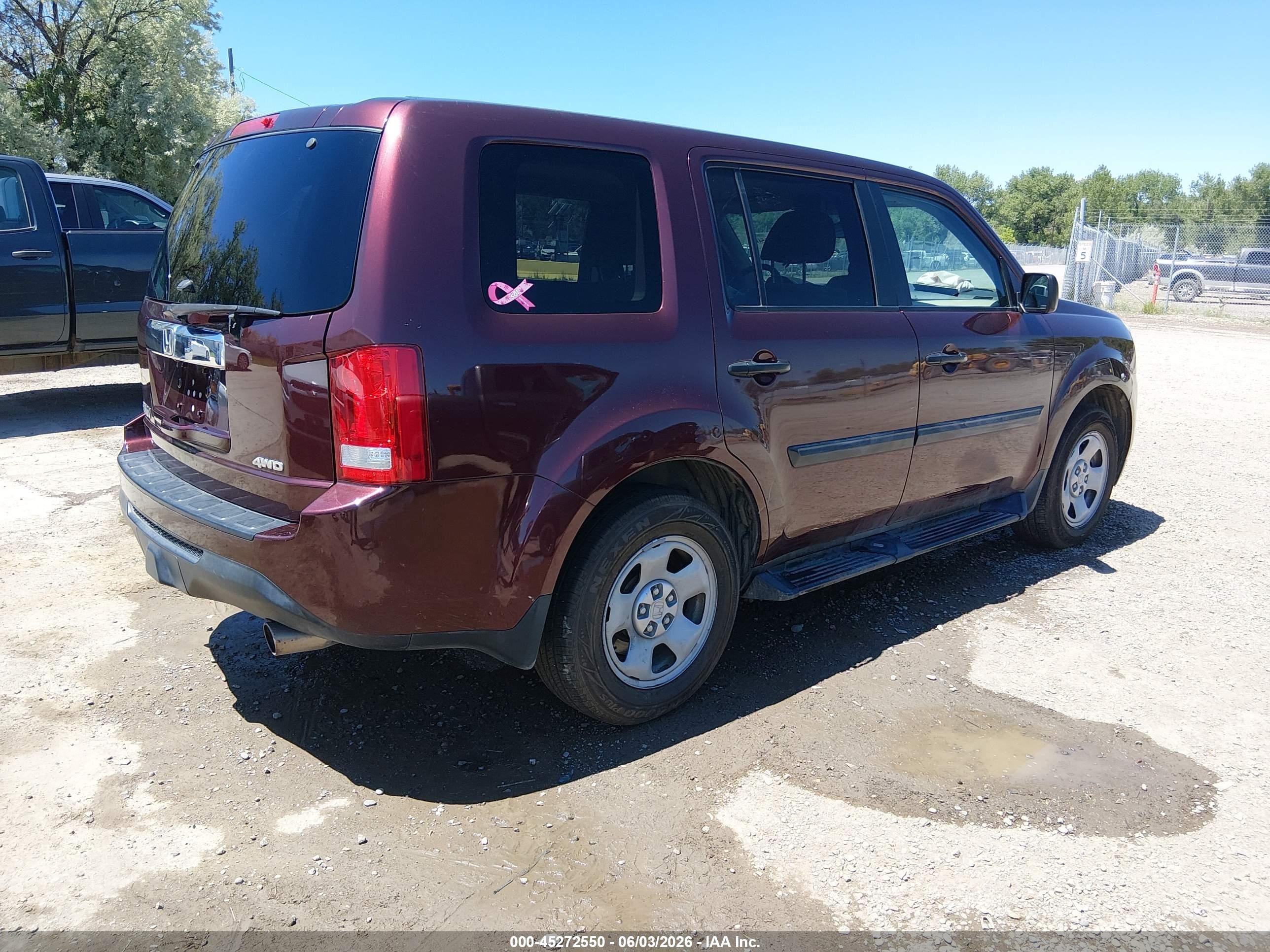 2014 Honda Pilot Lx Темно-бордовый vin: 5FNYF4H26EB047055