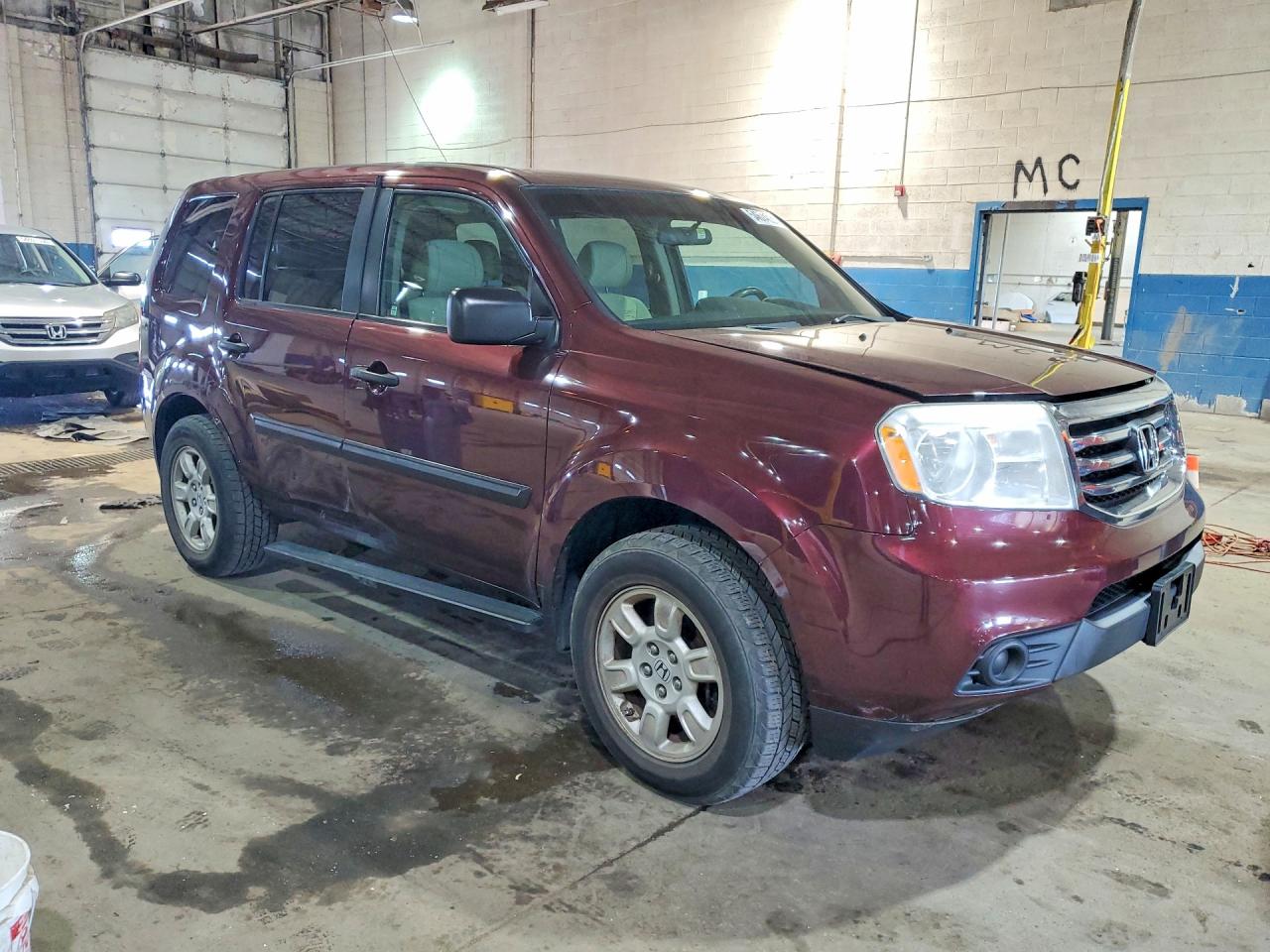 2015 Honda Pilot Lx Burgundy vin: 5FNYF4H27FB003390