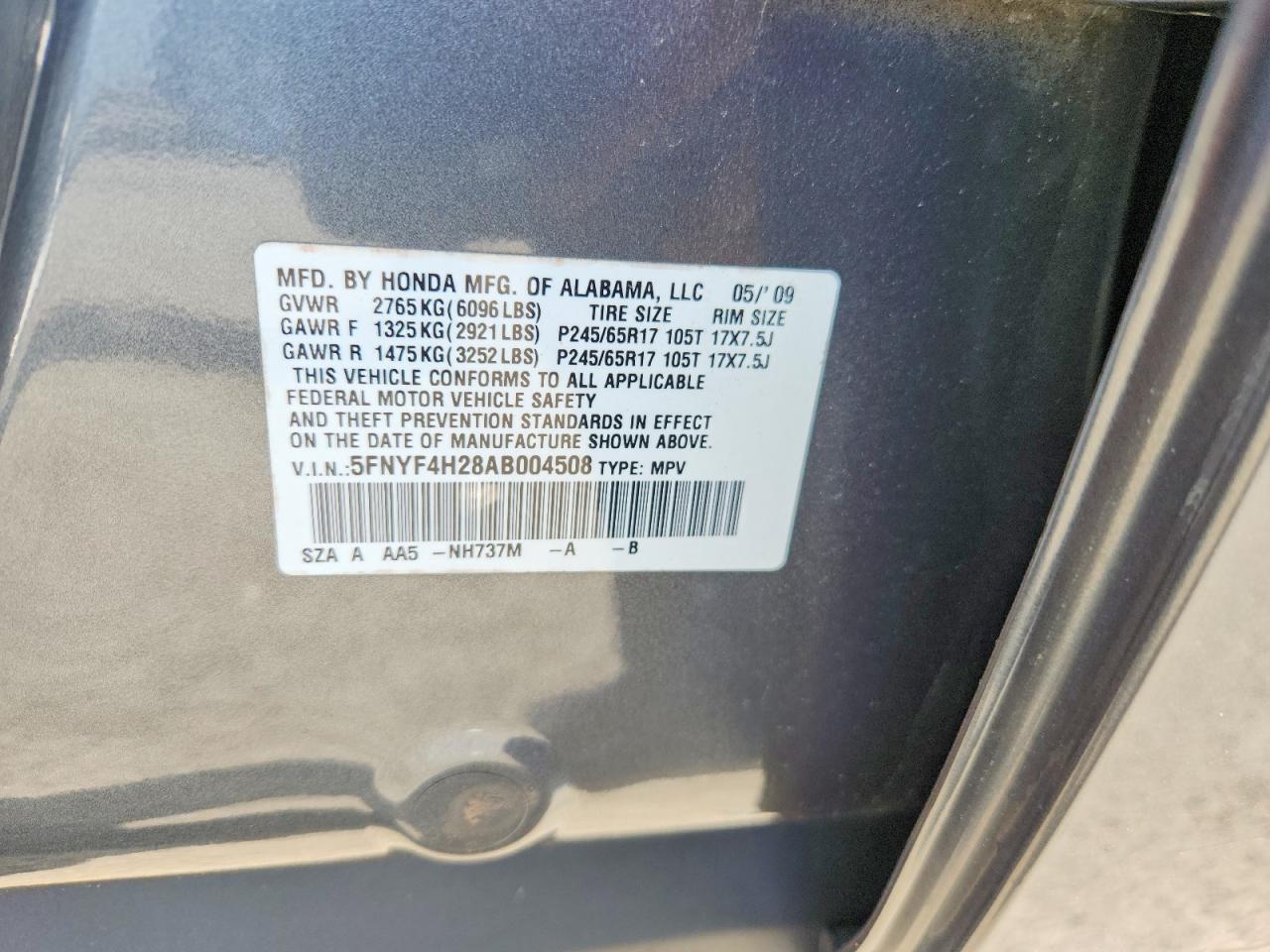 2010 Honda Pilot Lx Gray vin: 5FNYF4H28AB004508
