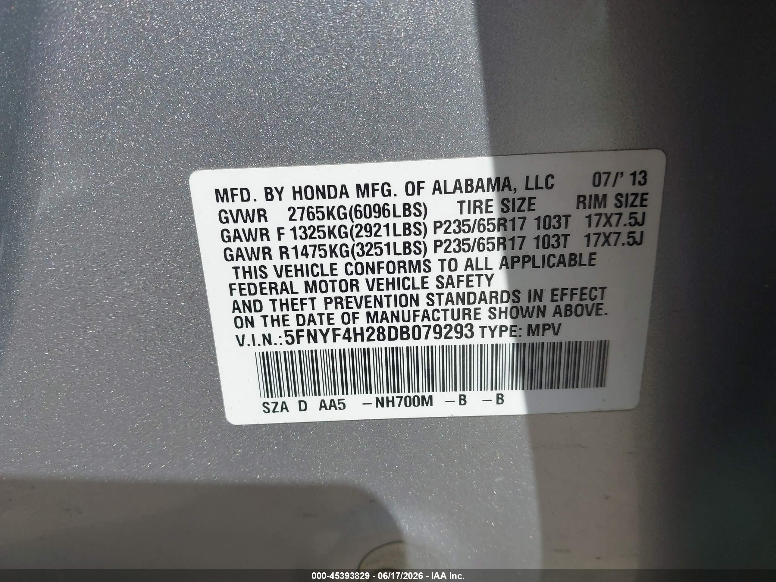 2013 Honda Pilot Lx Silver vin: 5FNYF4H28DB079293