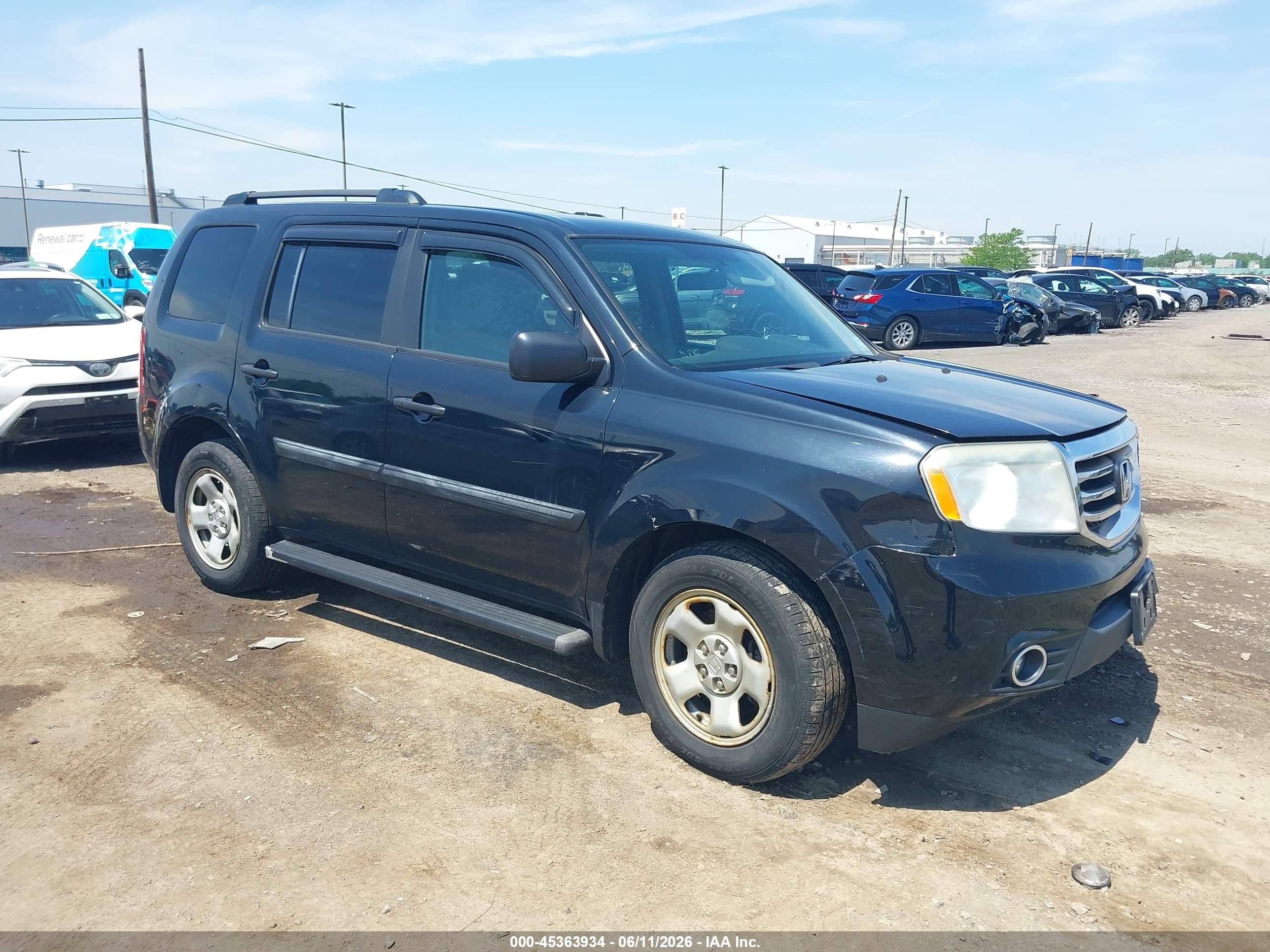 2014 Honda Pilot Lx Black vin: 5FNYF4H28EB054668