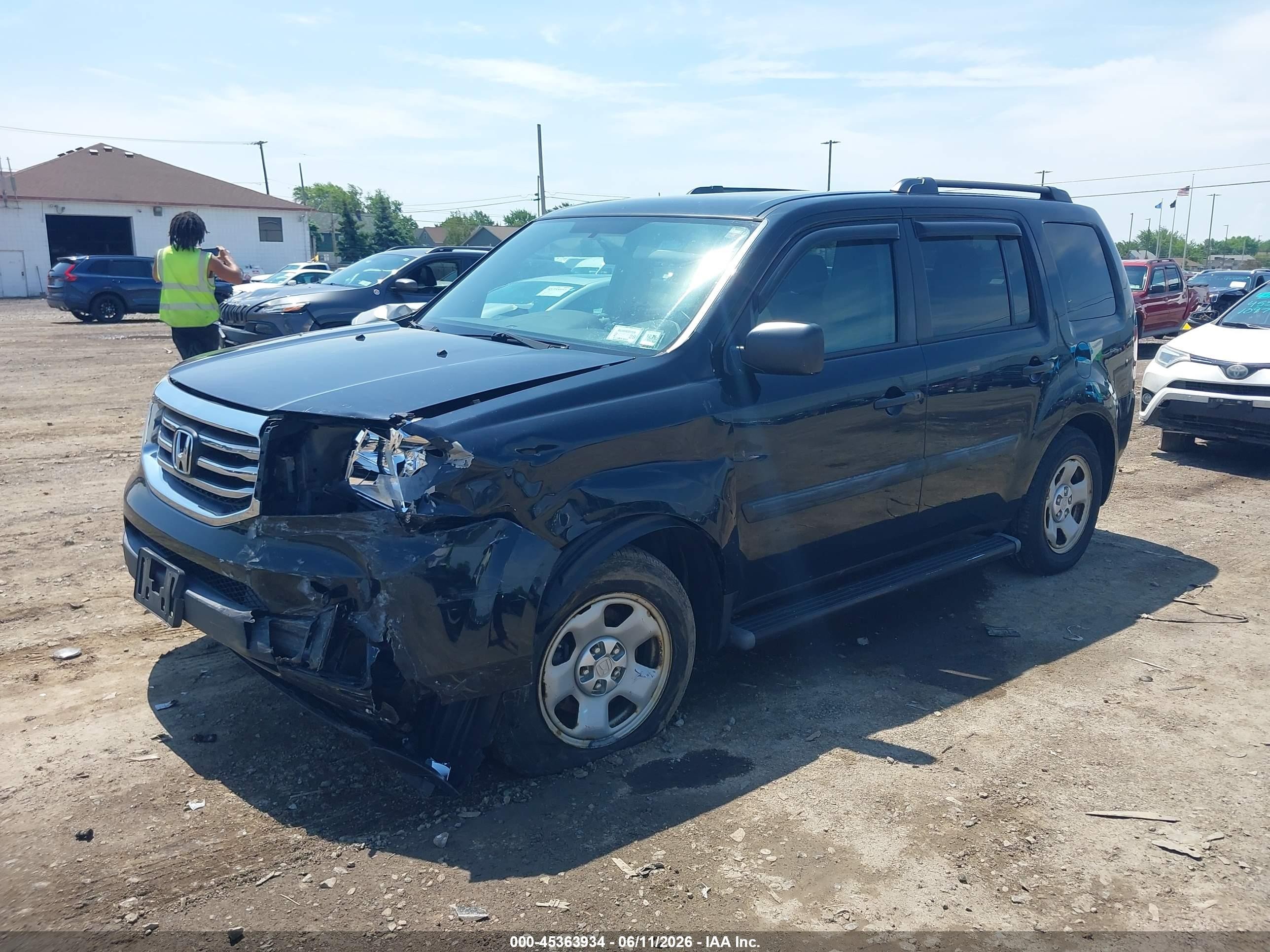 2014 Honda Pilot Lx Black vin: 5FNYF4H28EB054668