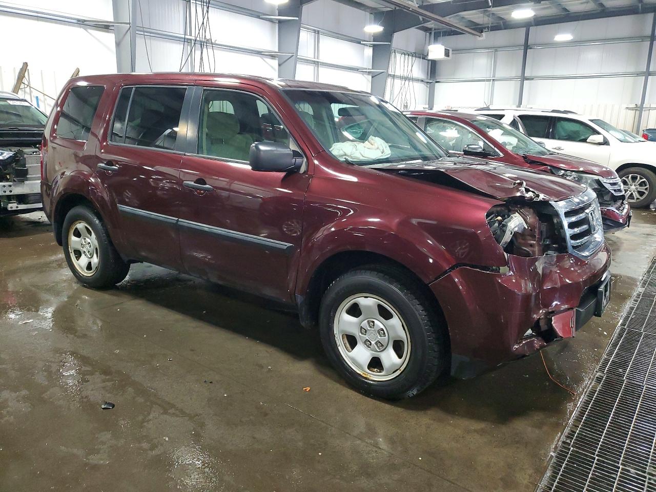 2015 Honda Pilot Lx Maroon vin: 5FNYF4H28FB020876