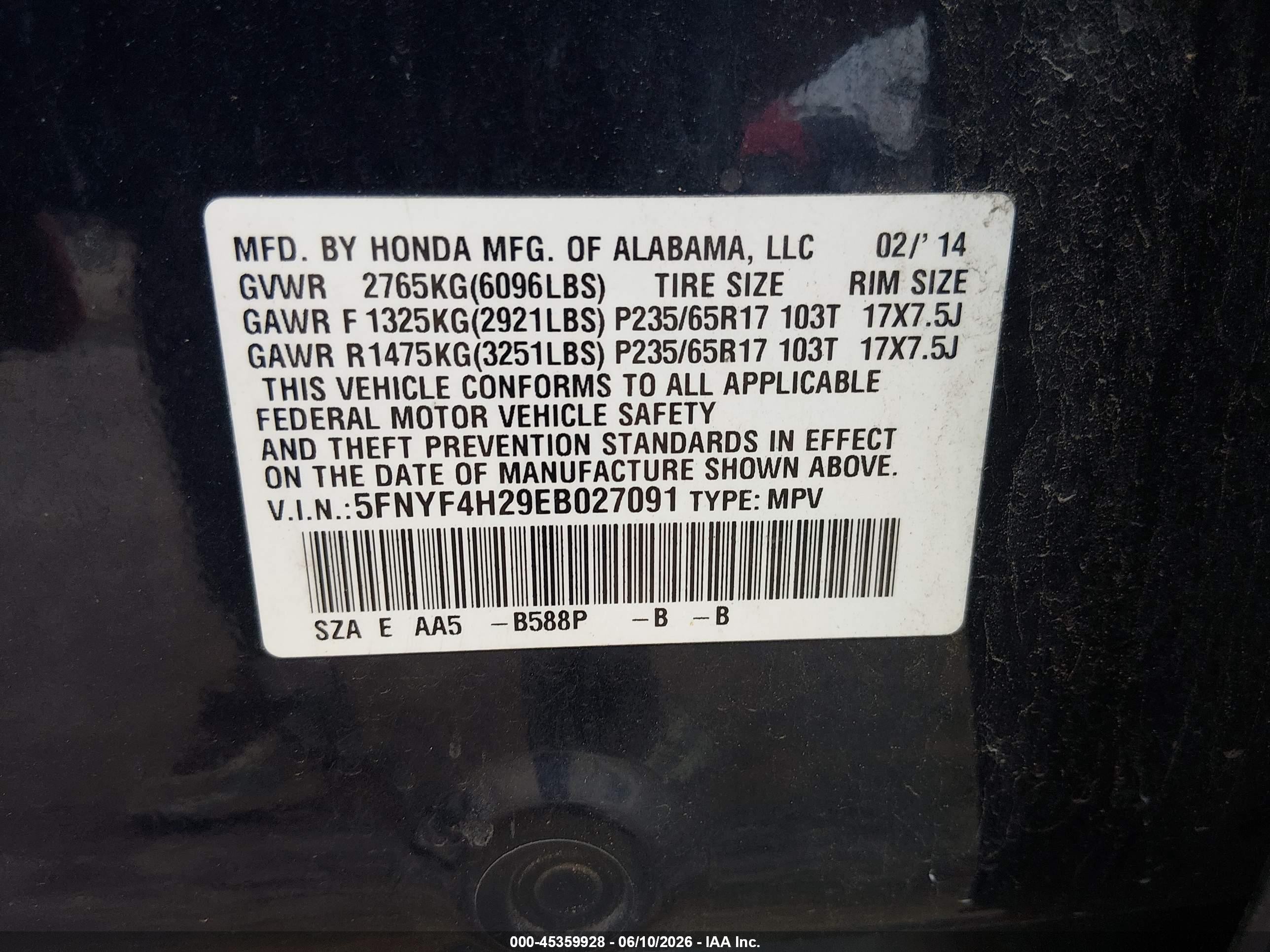 2014 Honda Pilot Lx Blue vin: 5FNYF4H29EB027091