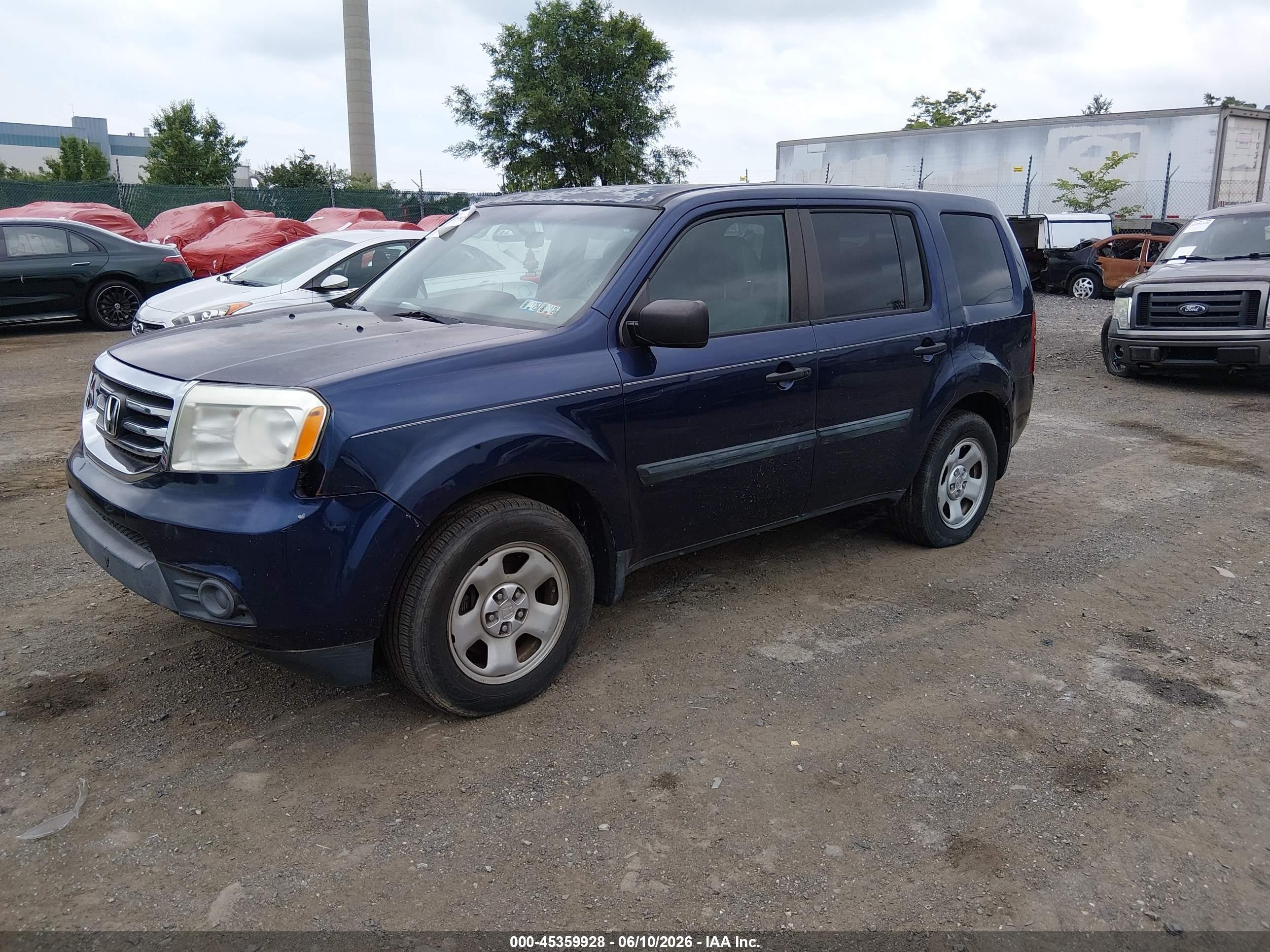 2014 Honda Pilot Lx Blue vin: 5FNYF4H29EB027091