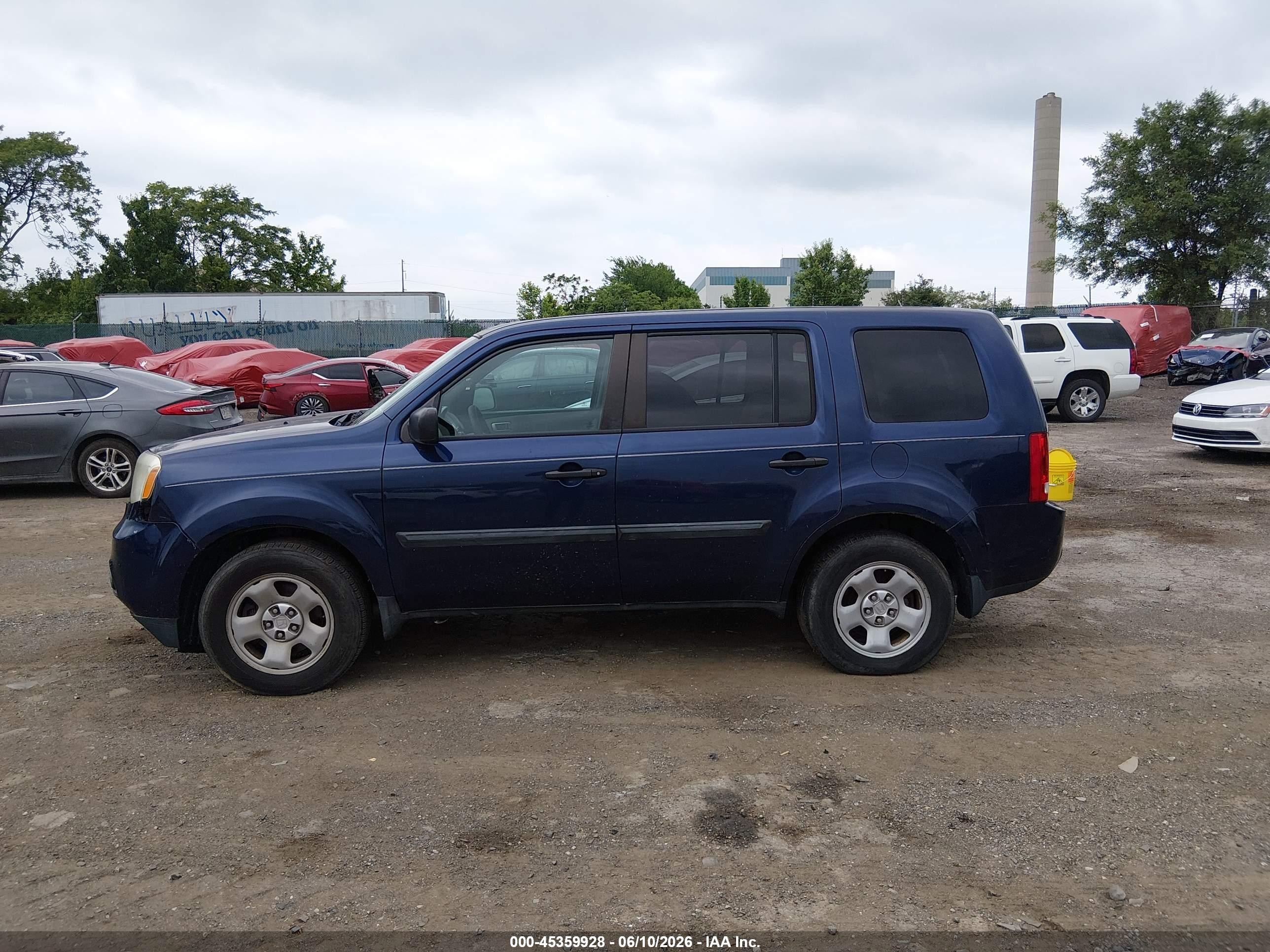 2014 Honda Pilot Lx Blue vin: 5FNYF4H29EB027091