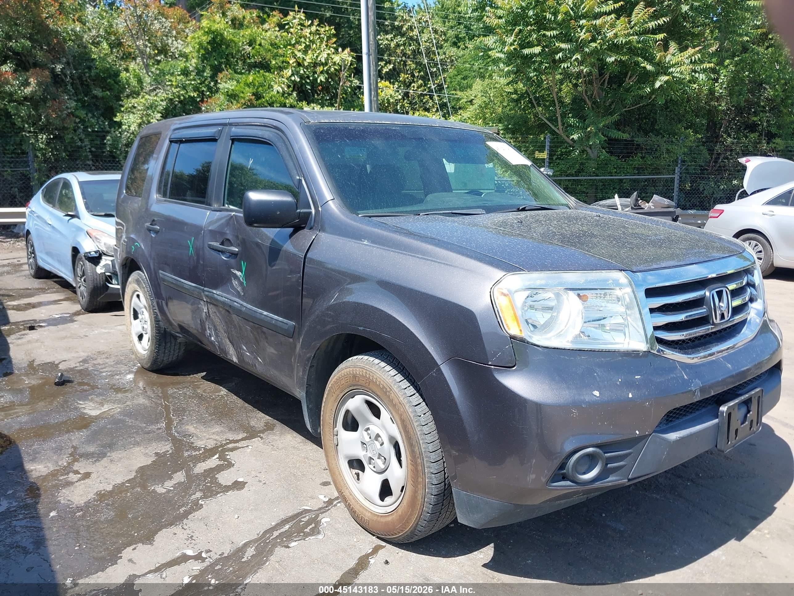 2015 Honda Pilot Lx Gray vin: 5FNYF4H2XFB026680