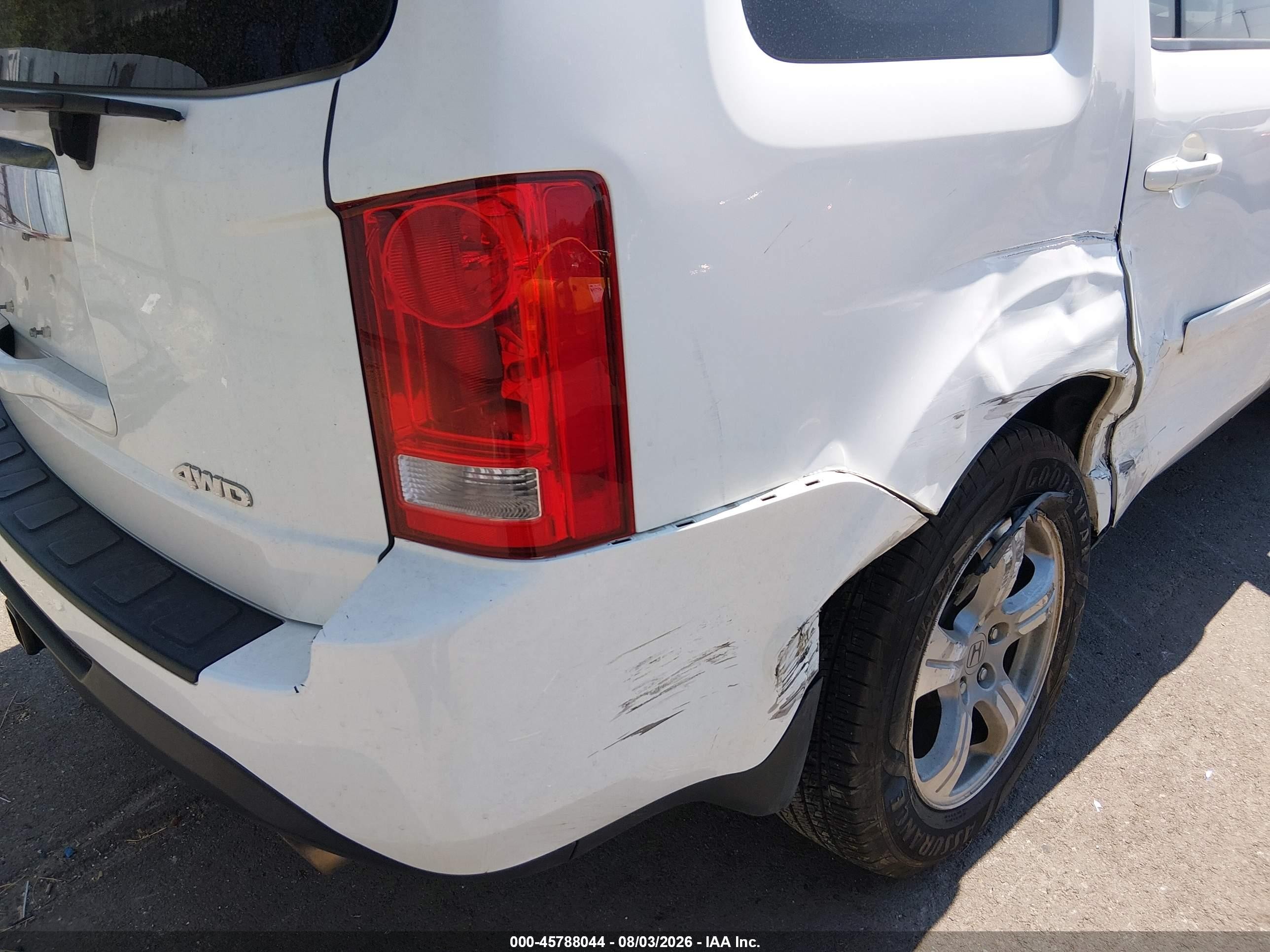 2013 Honda Pilot Ex White vin: 5FNYF4H40DB044894