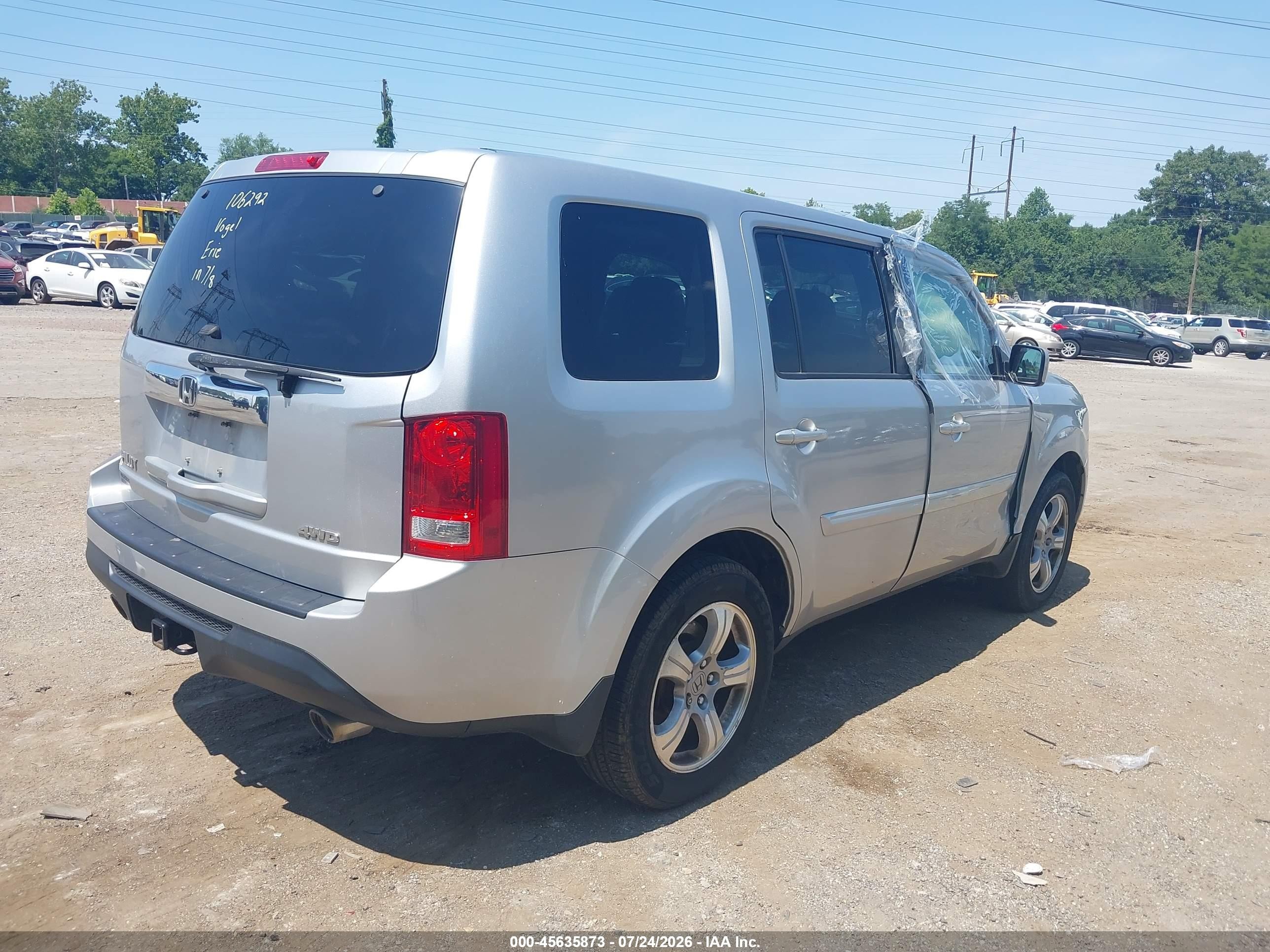 2015 Honda Pilot Ex Silver vin: 5FNYF4H40FB027872