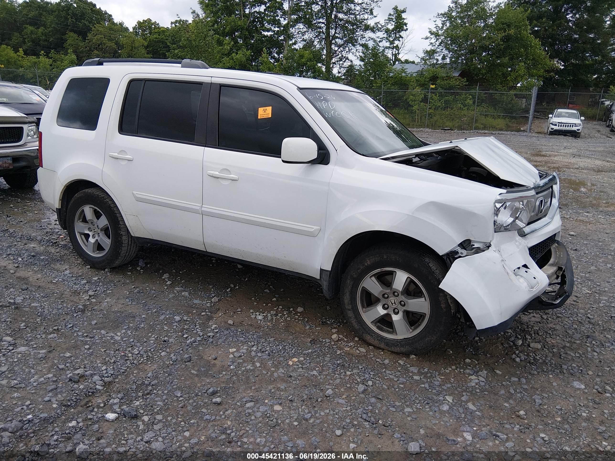 2010 Honda Pilot Ex White vin: 5FNYF4H41AB035259