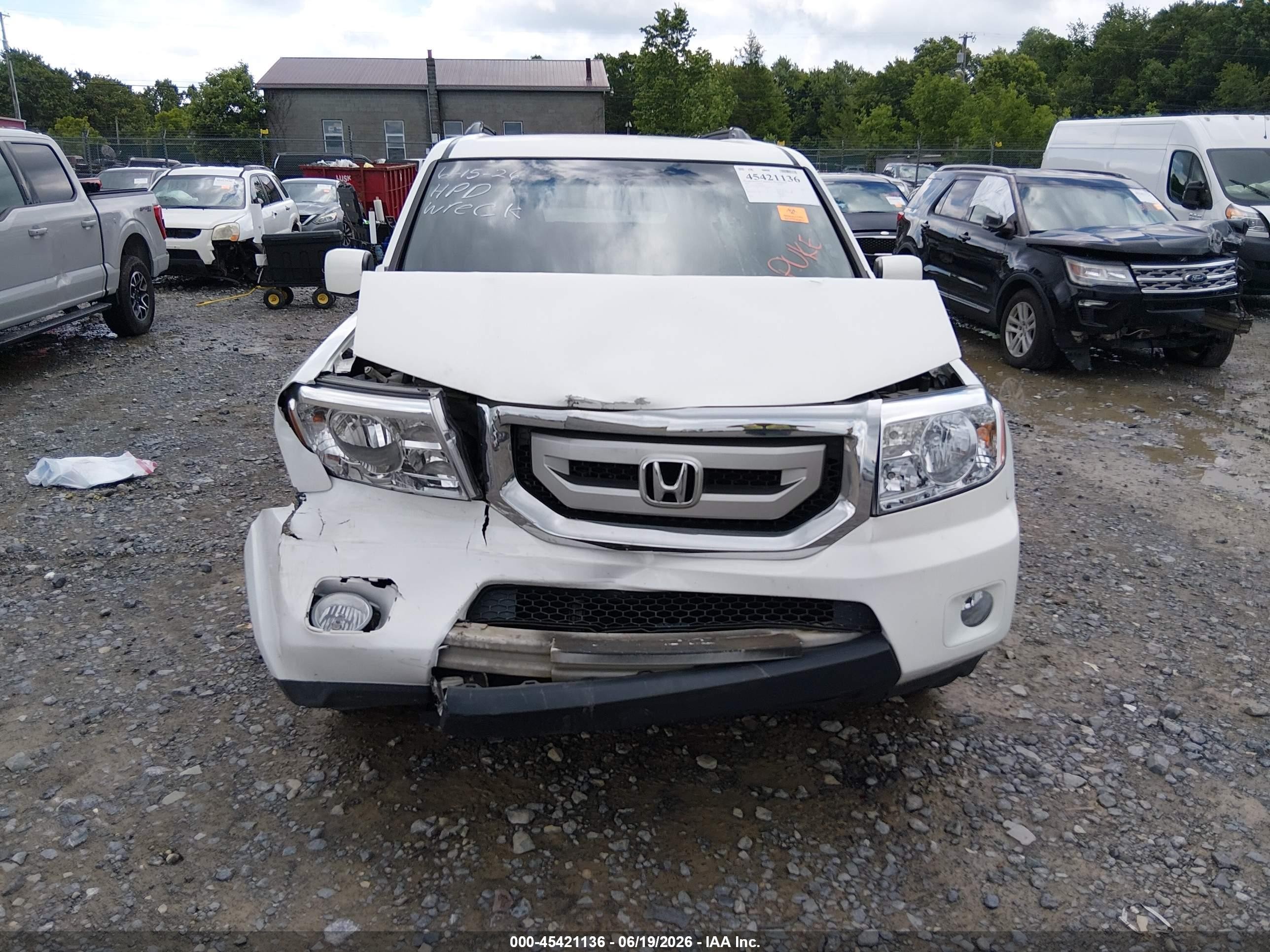 2010 Honda Pilot Ex White vin: 5FNYF4H41AB035259