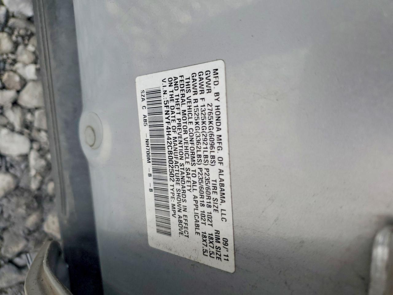 2012 Honda Pilot Ex Silver vin: 5FNYF4H42CB002502