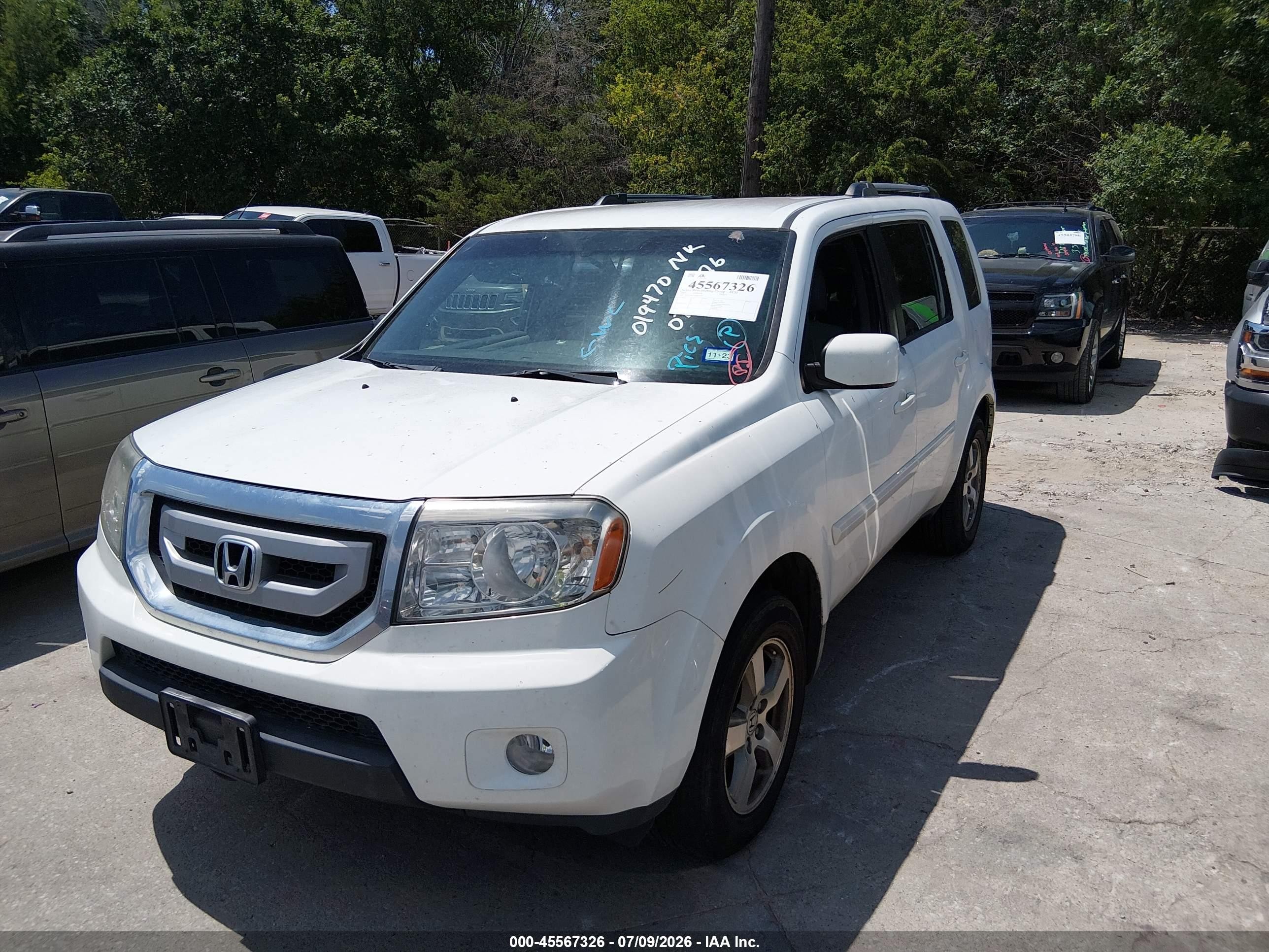2010 Honda Pilot Ex White vin: 5FNYF4H45AB019470