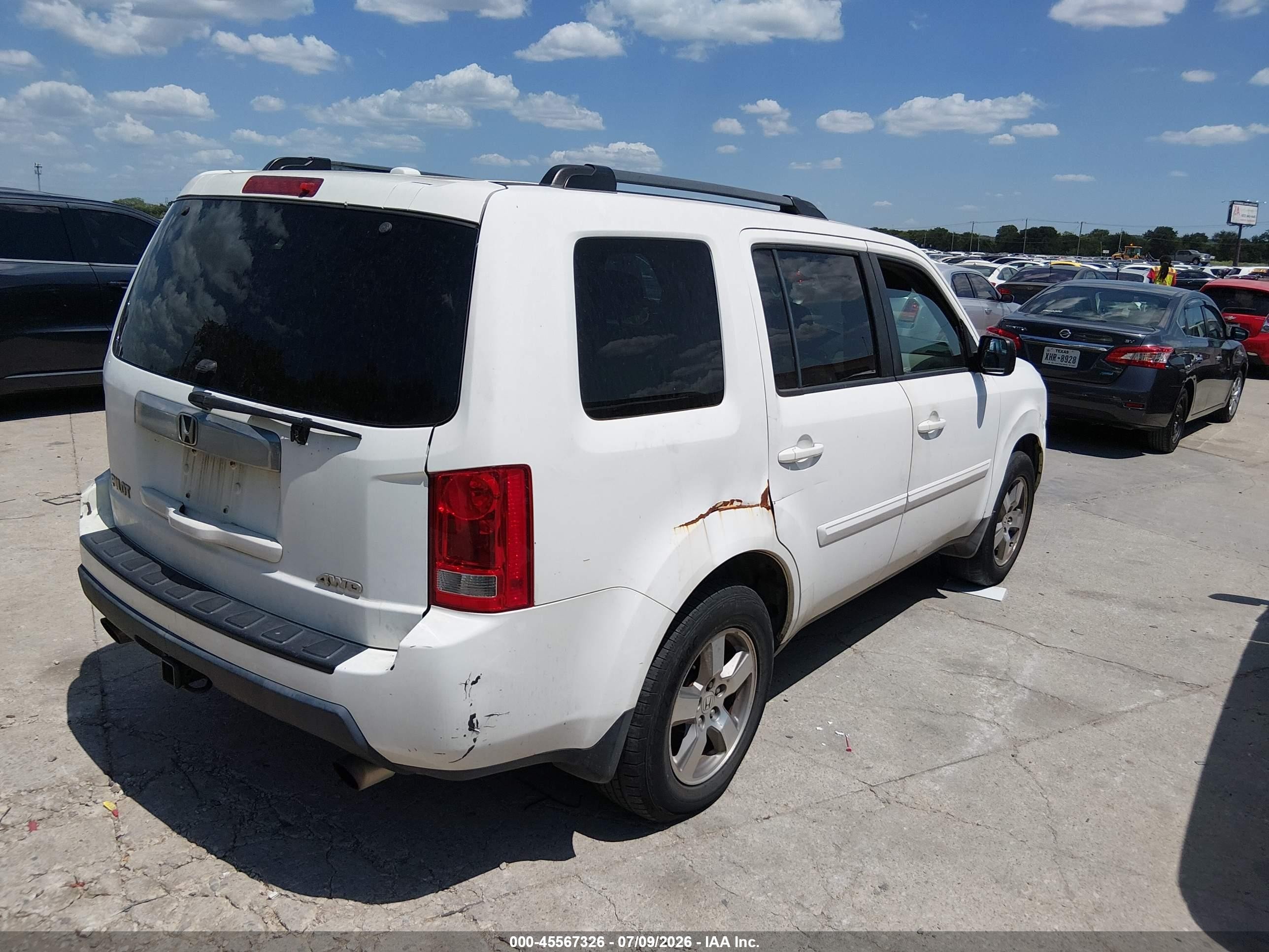 2010 Honda Pilot Ex White vin: 5FNYF4H45AB019470