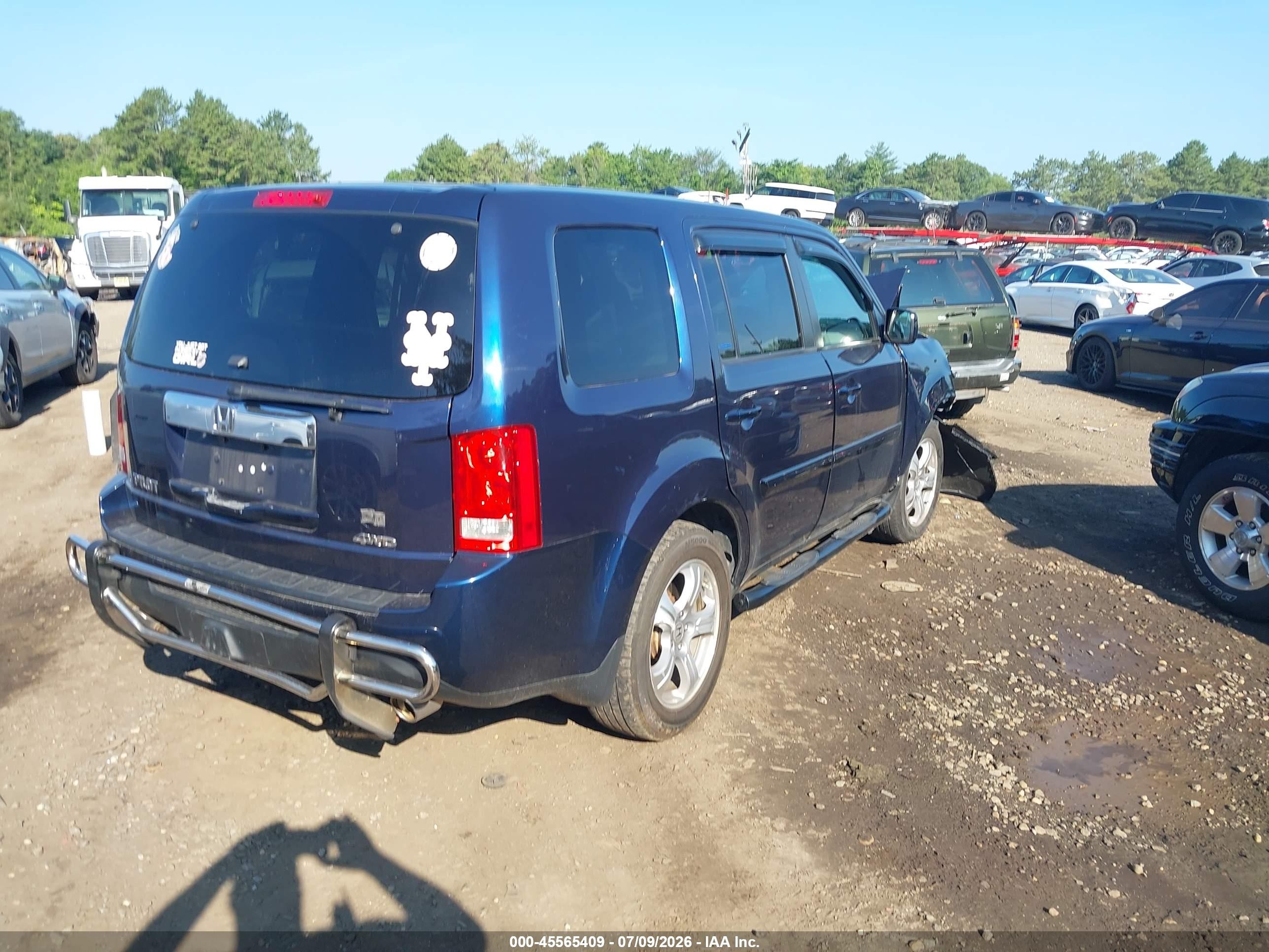 2014 Honda Pilot Ex Blue vin: 5FNYF4H45EB053768