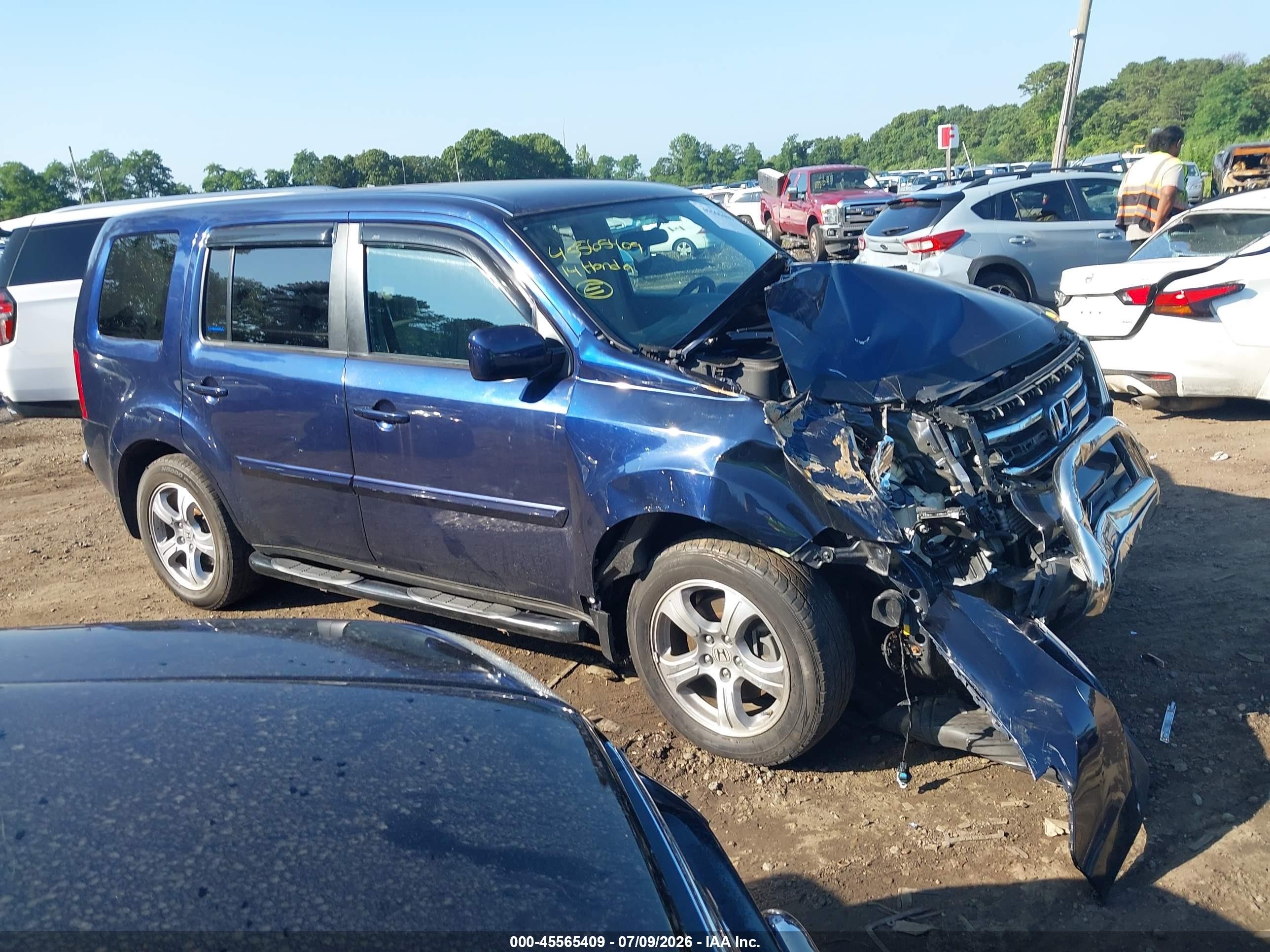 2014 Honda Pilot Ex Blue vin: 5FNYF4H45EB053768
